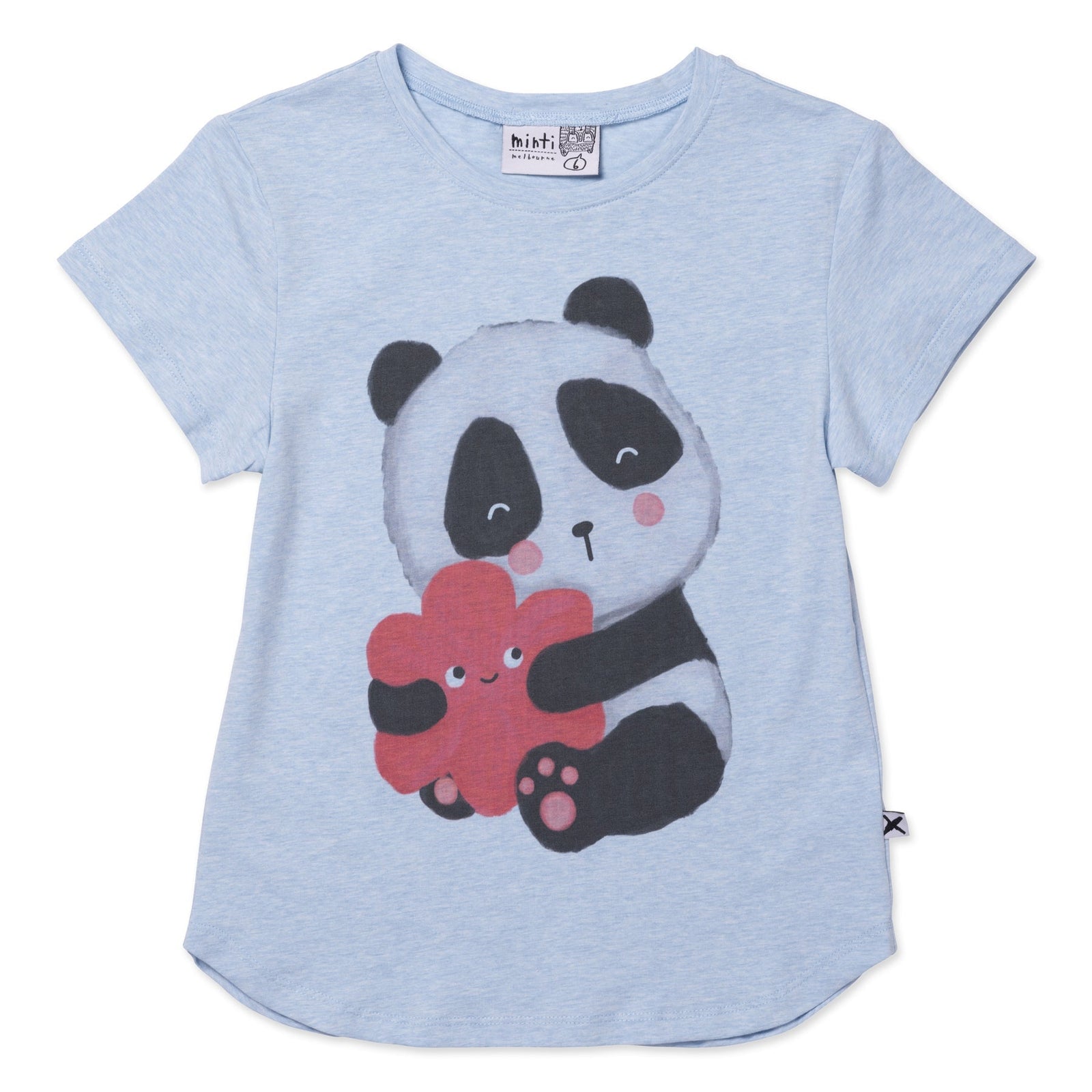 Panda Hug Tee- Cornflower Marle
