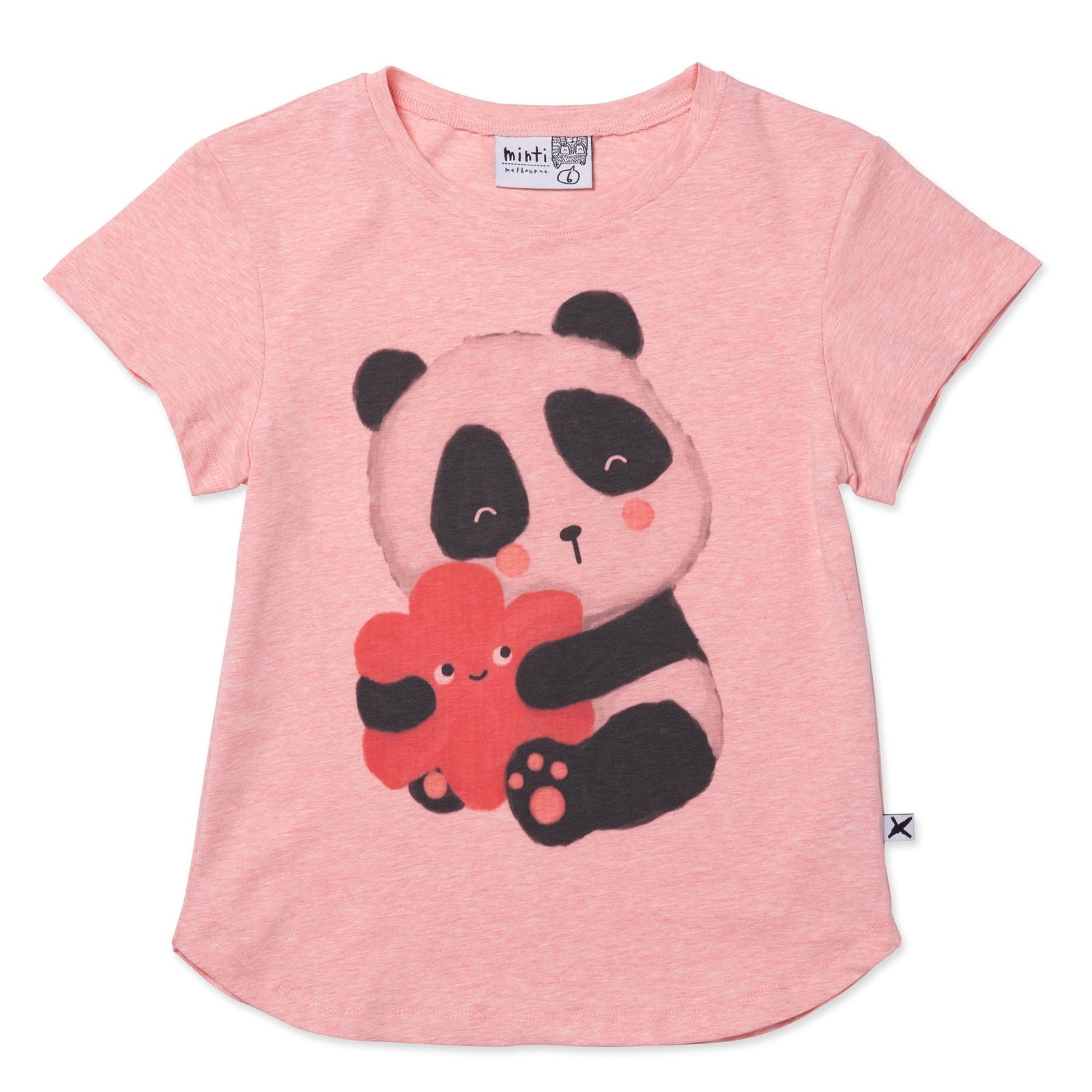 Panda Hug Tee- Strawberry Marle