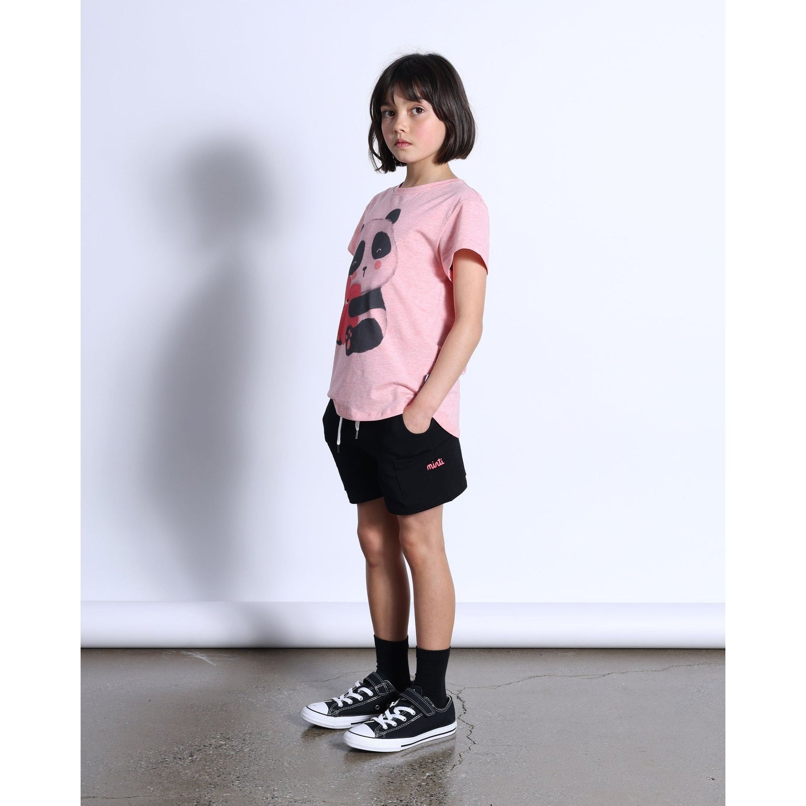 Panda Hug Tee- Strawberry Marle