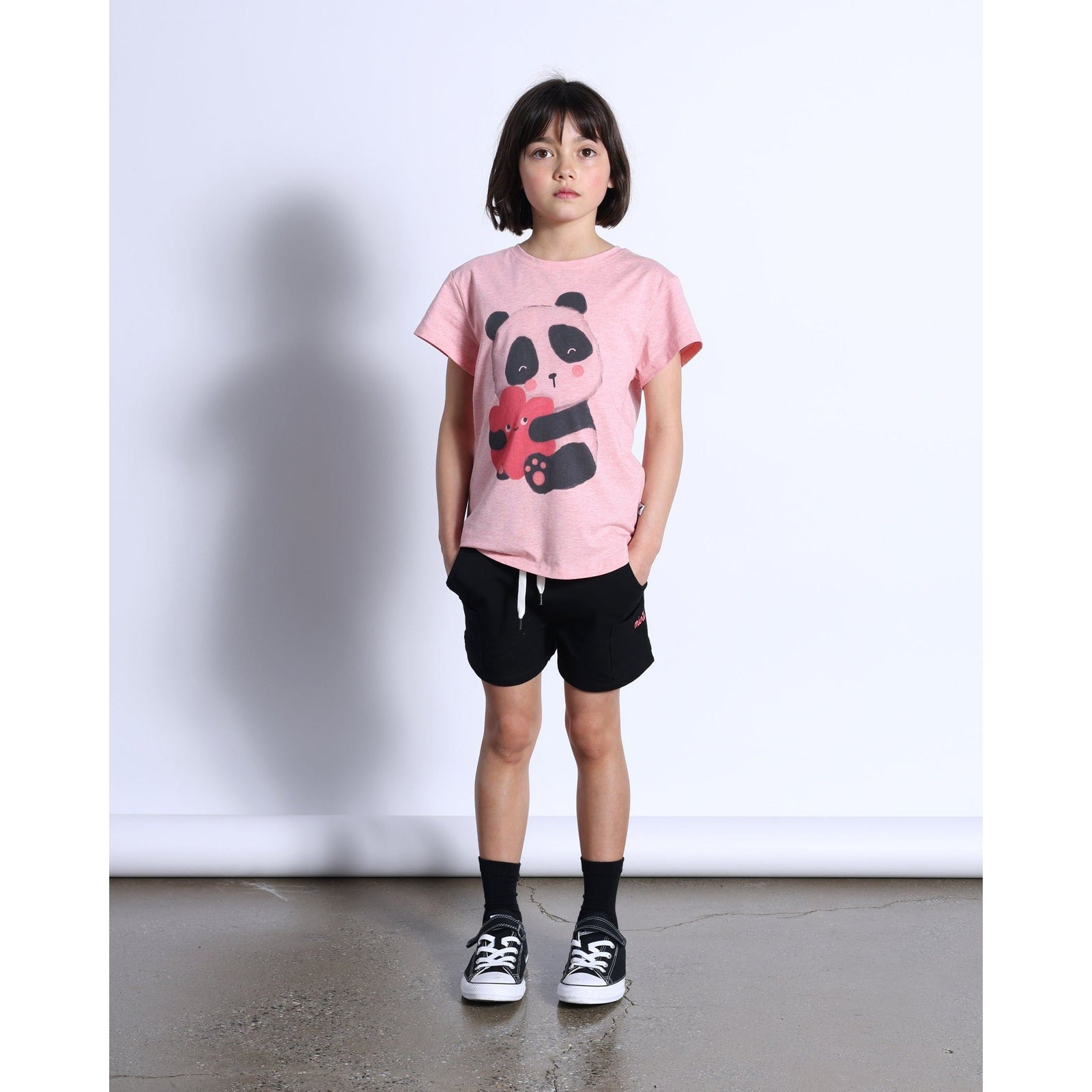 Panda Hug Tee- Strawberry Marle