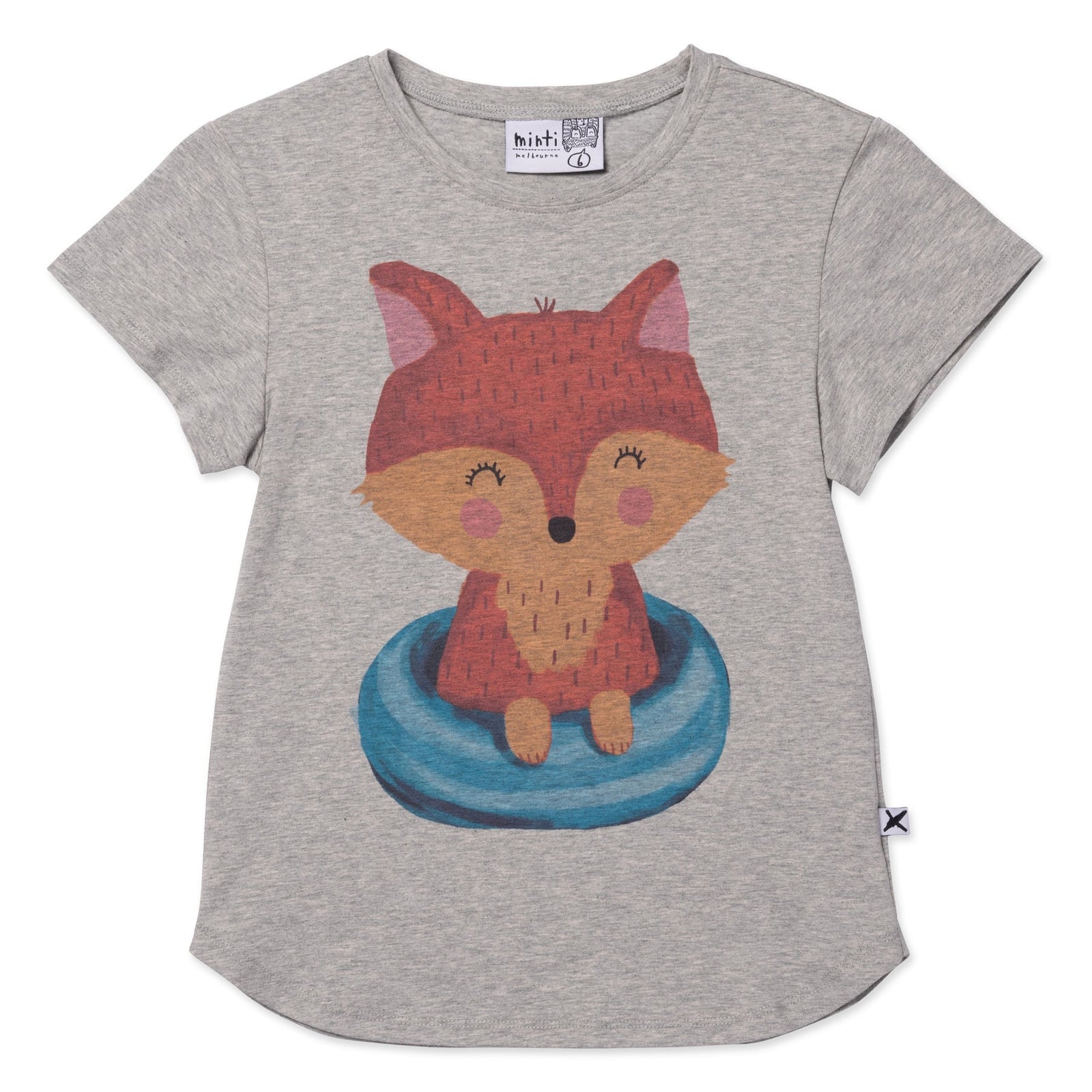 Poolside Fox Tee- Grey Marle