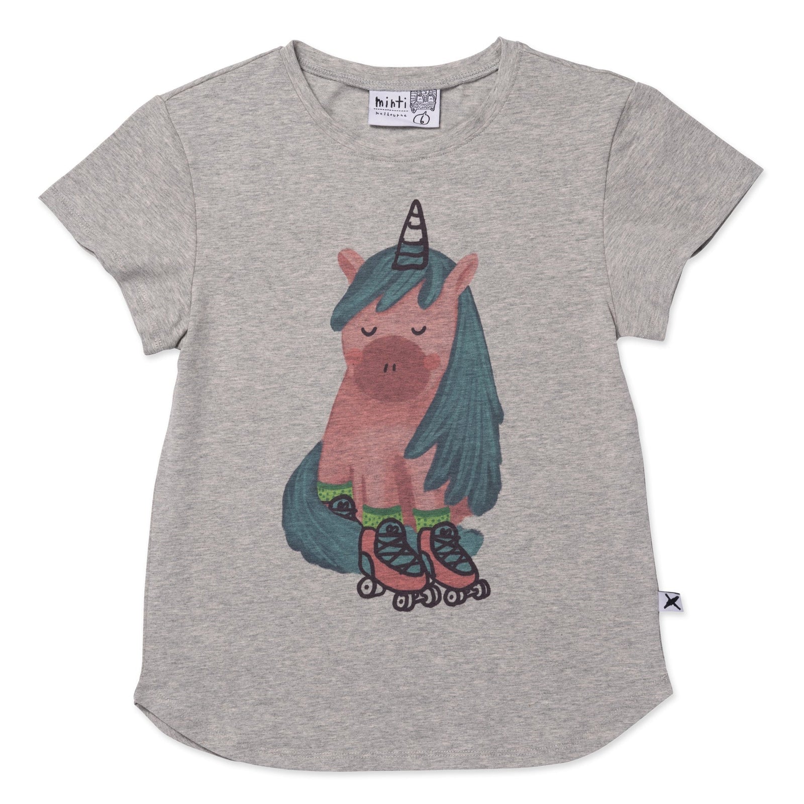 Roller Unicorn Tee- Grey Marle