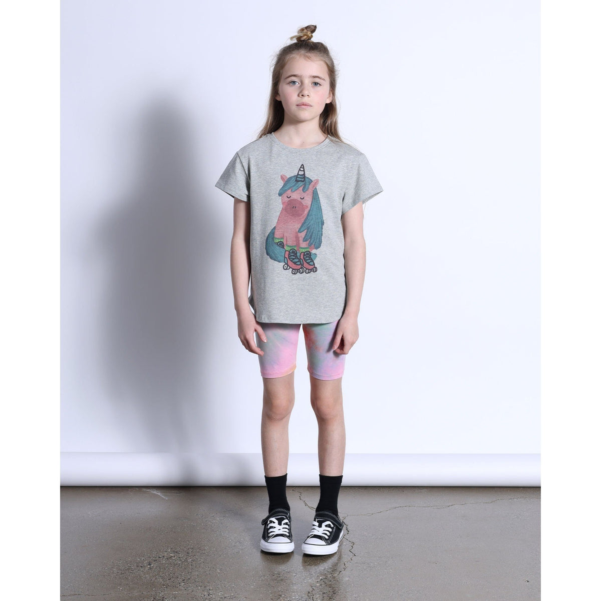 Roller Unicorn Tee- Grey Marle