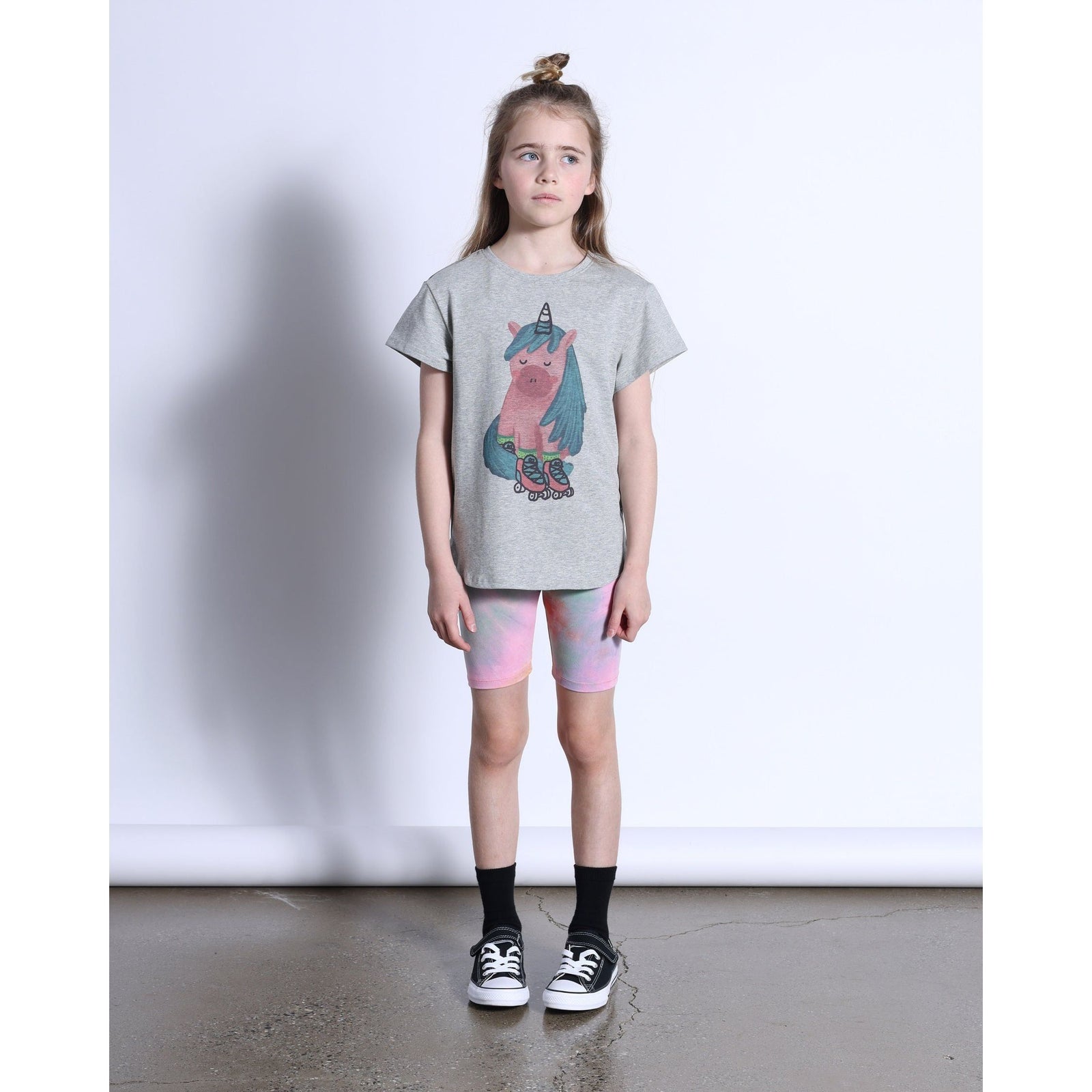 Roller Unicorn Tee- Grey Marle