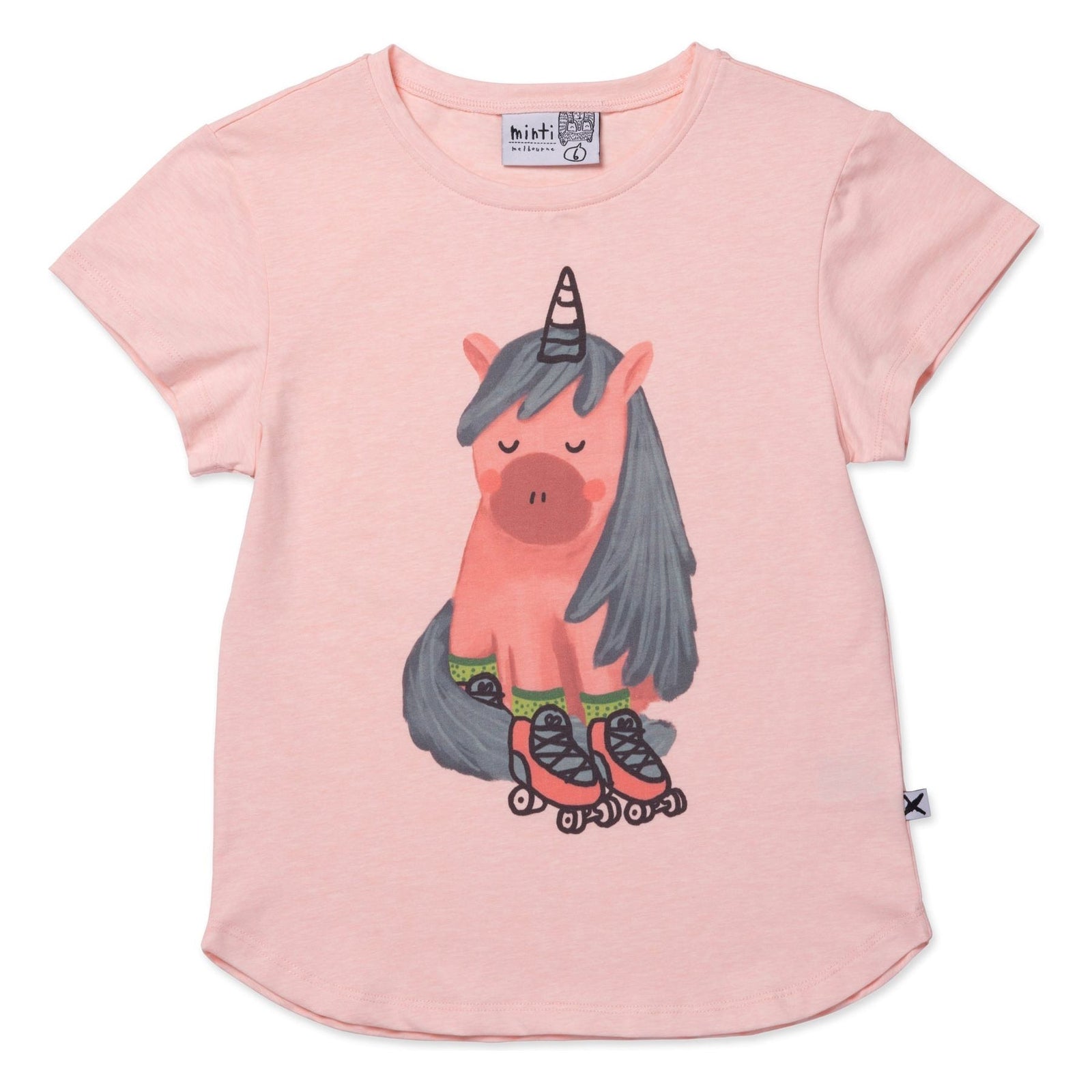 Roller Unicorn Tee- Pink Marle