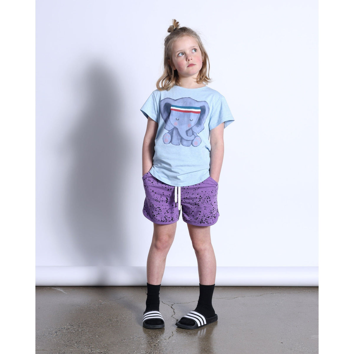 Sporty Elephant Tee- Light Blue Marle
