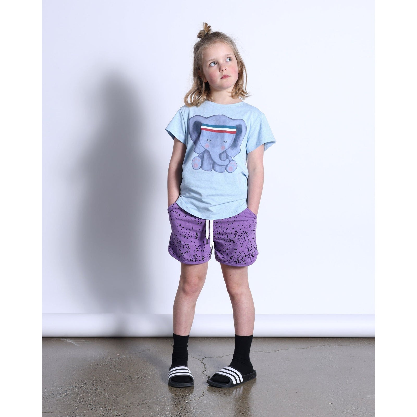Sporty Elephant Tee- Light Blue Marle