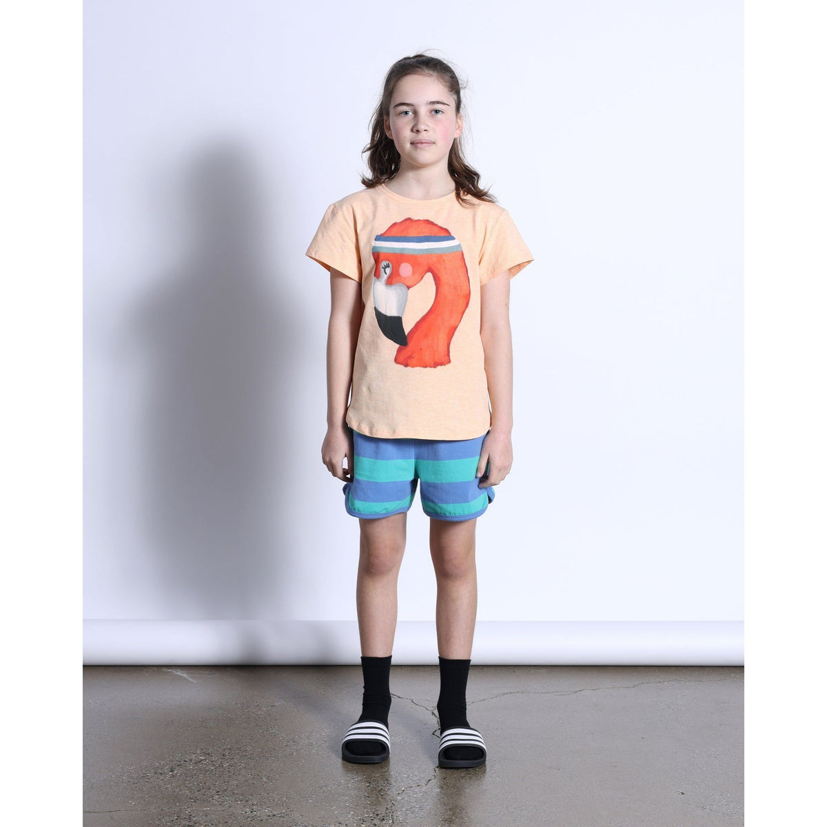 Striped Sport Short- Midnight/Green Stripe