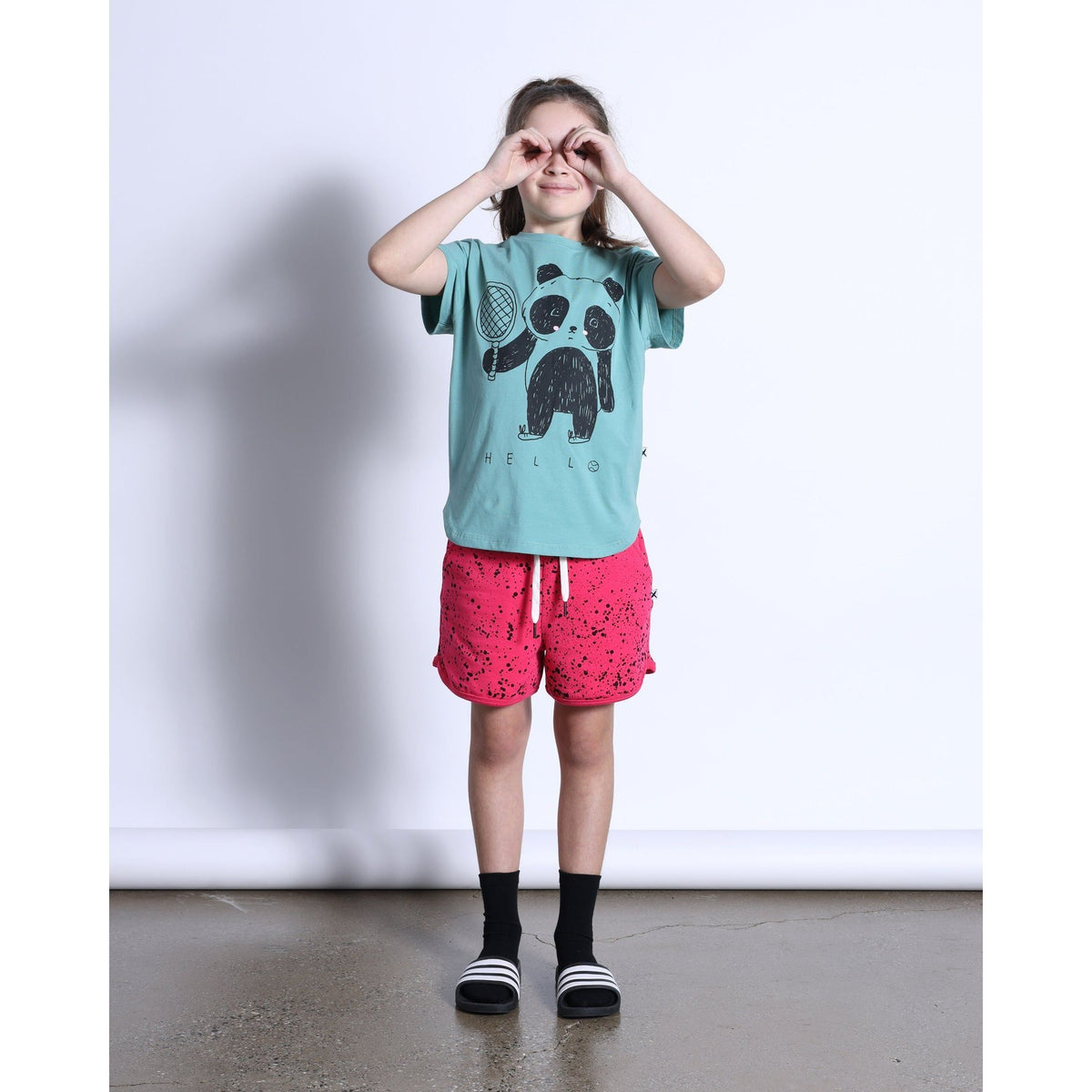Tennis Panda Tee- Emerald