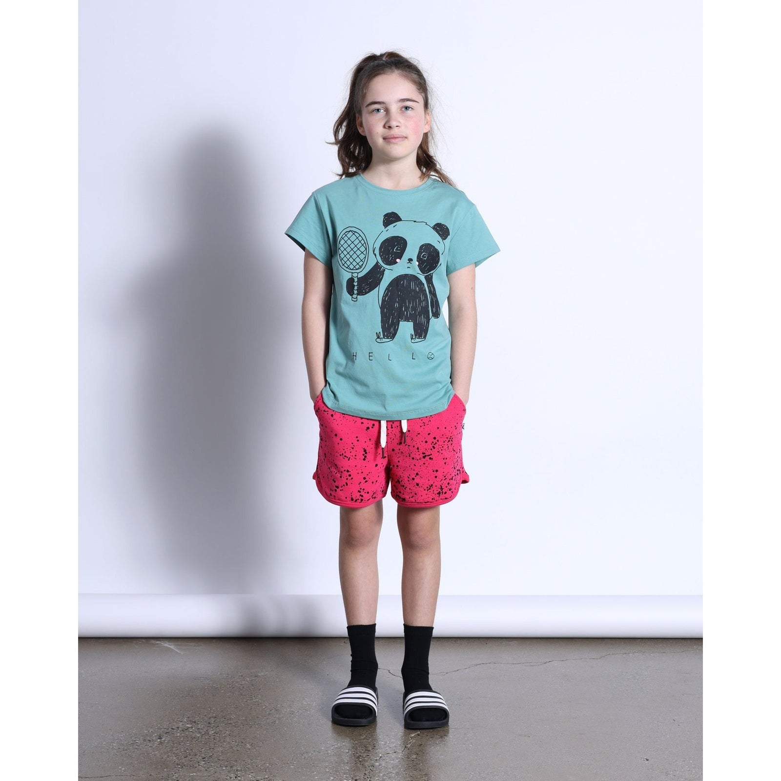 Tennis Panda Tee- Emerald