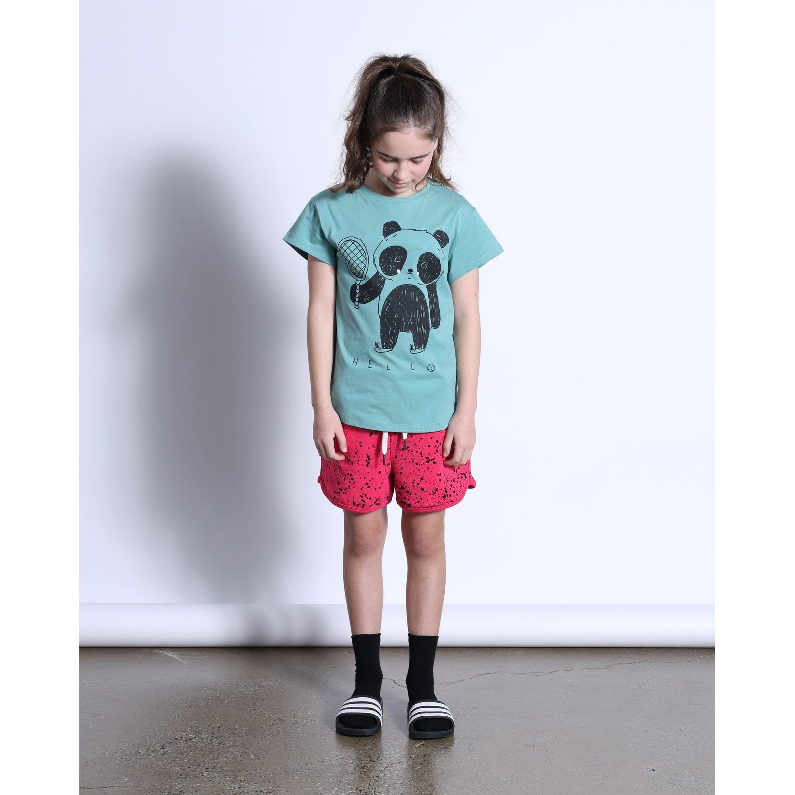 Tennis Panda Tee- Emerald