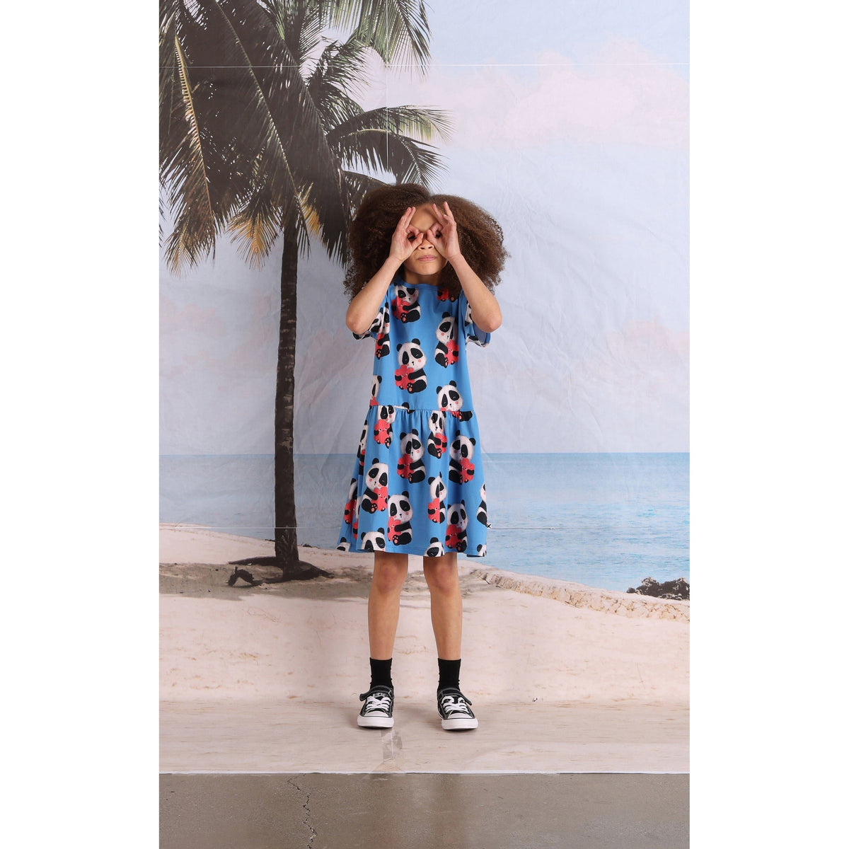 Panda Hug Dress- Bright Blue