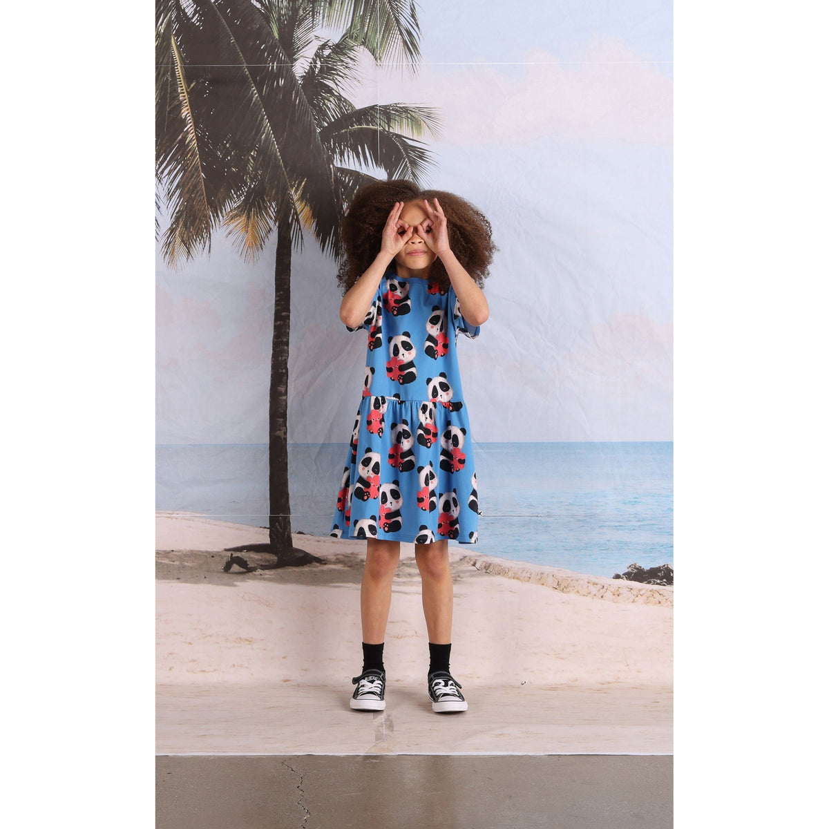 Panda Hug Dress- Bright Blue