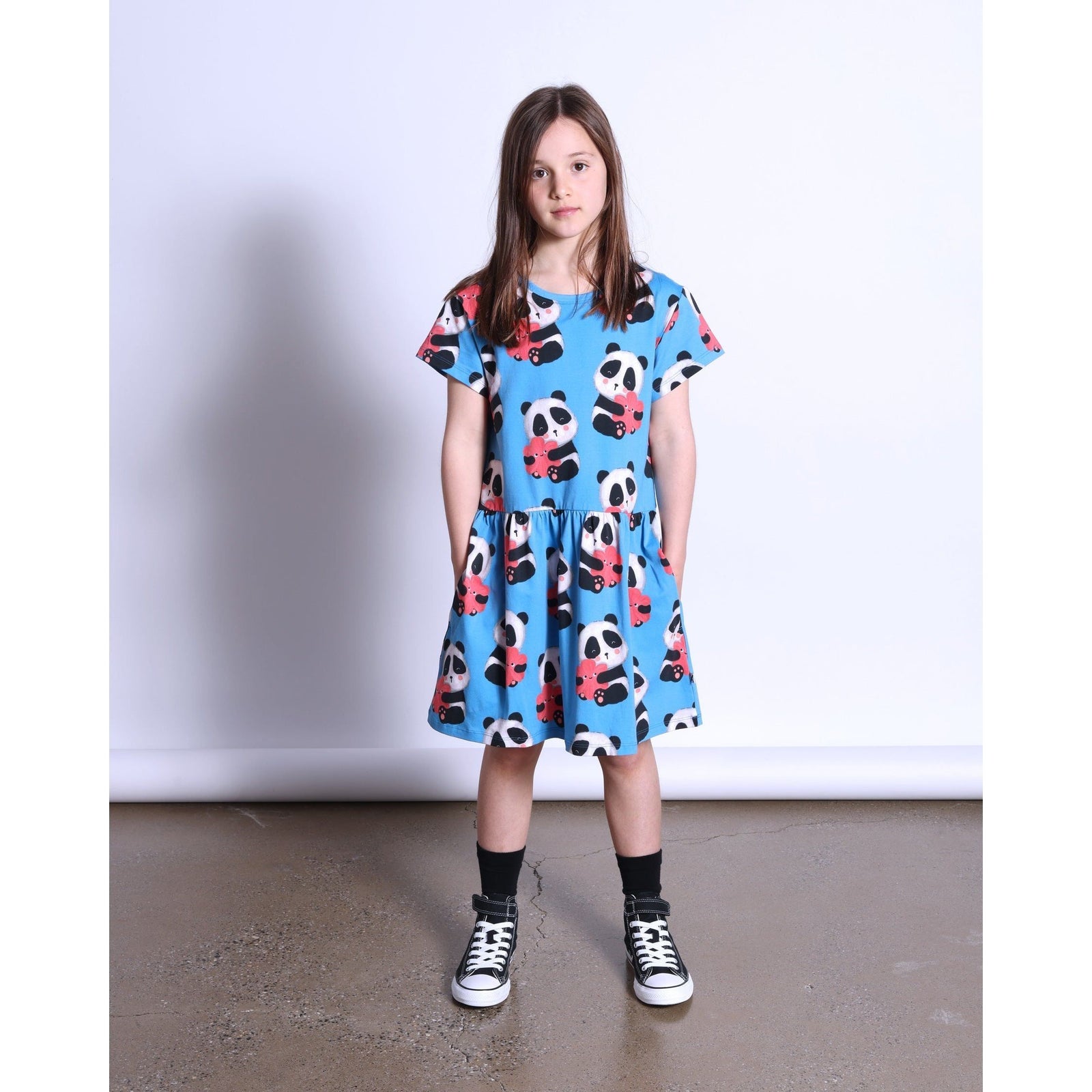 Panda Hug Dress- Bright Blue