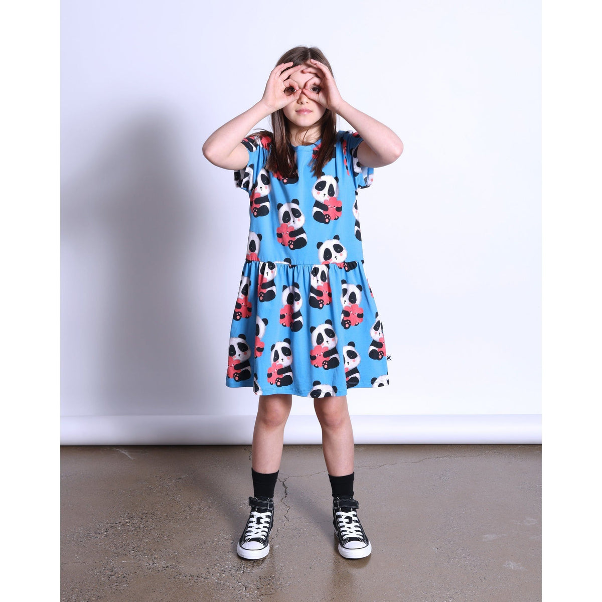 Panda Hug Dress- Bright Blue
