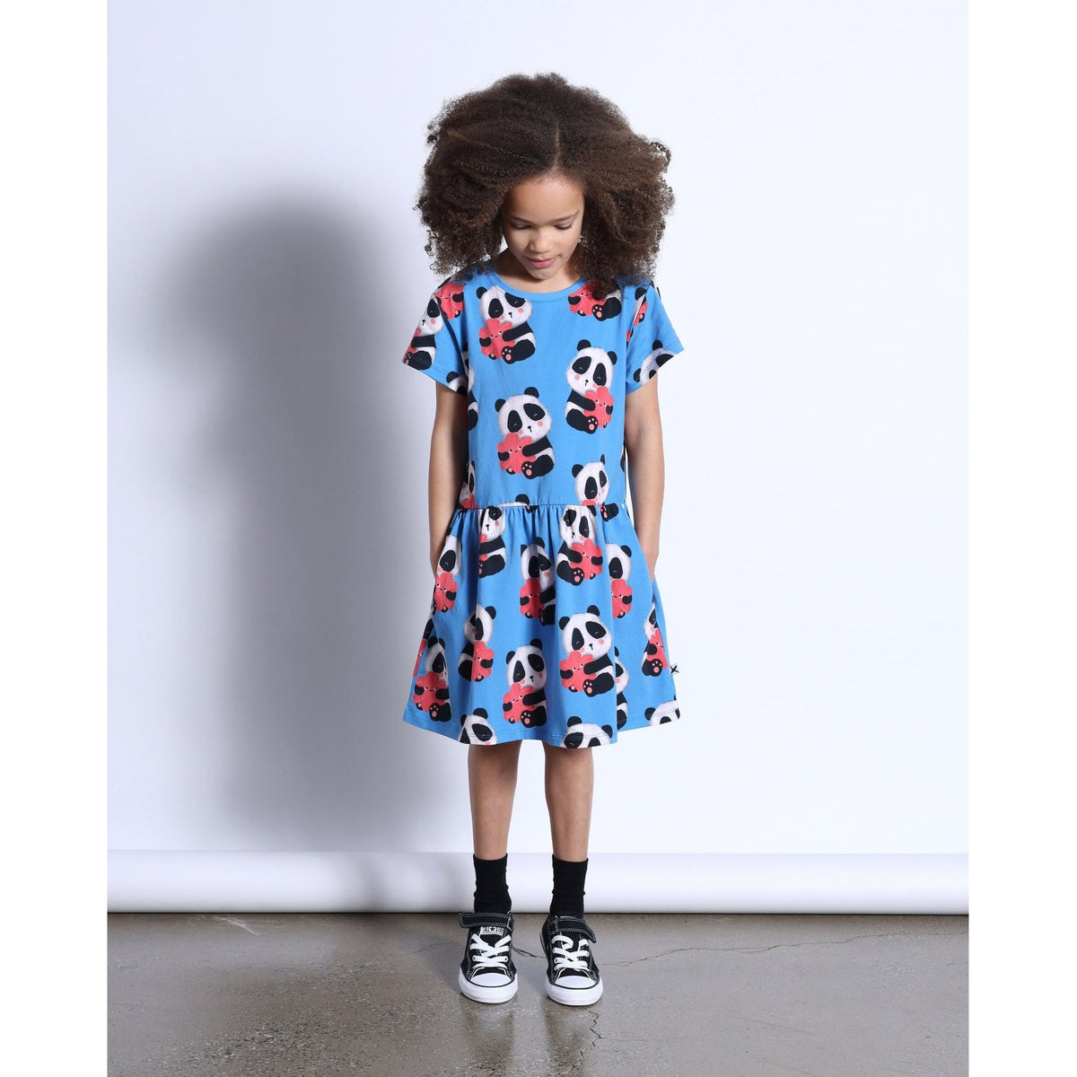 Panda Hug Dress- Bright Blue