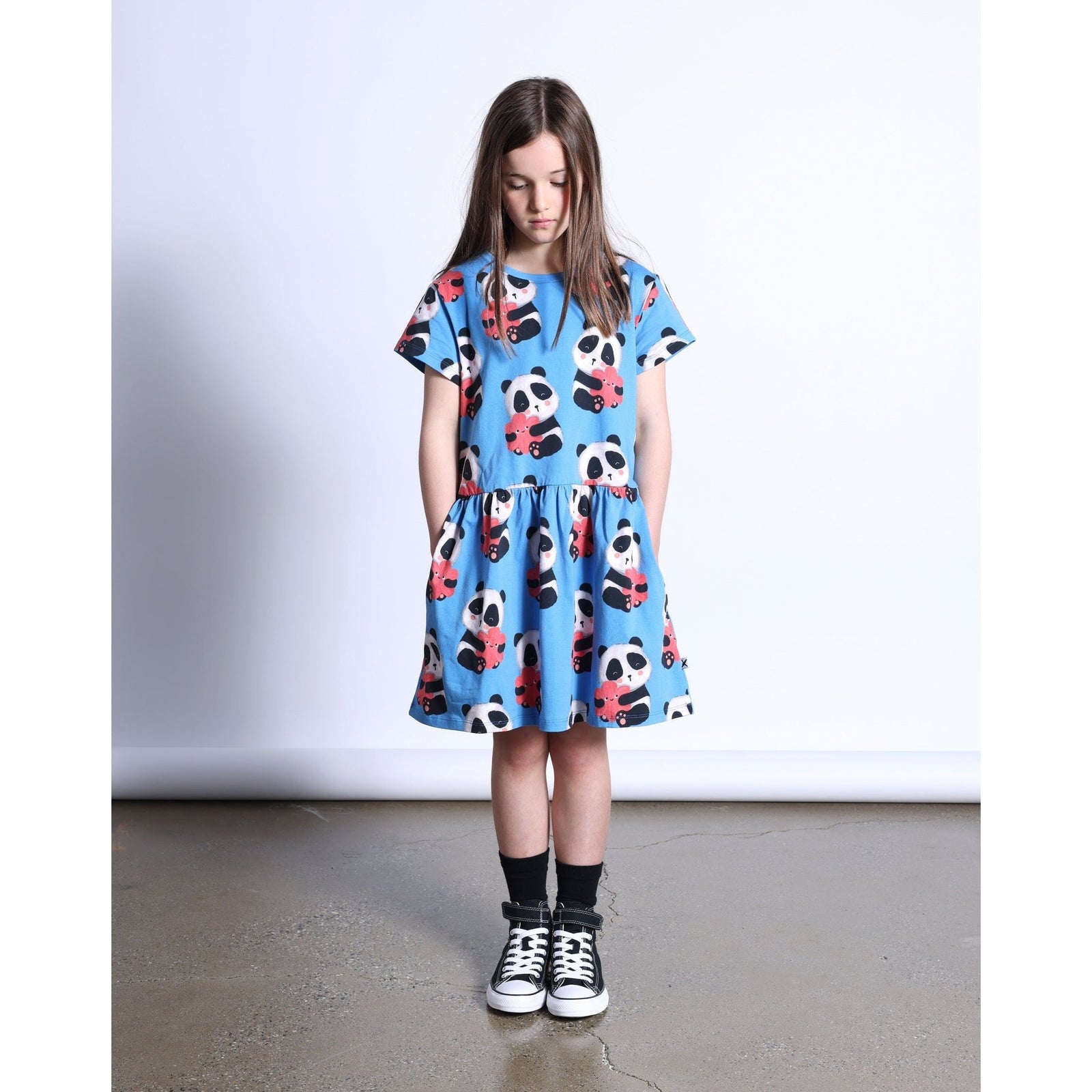 Panda Hug Dress- Bright Blue