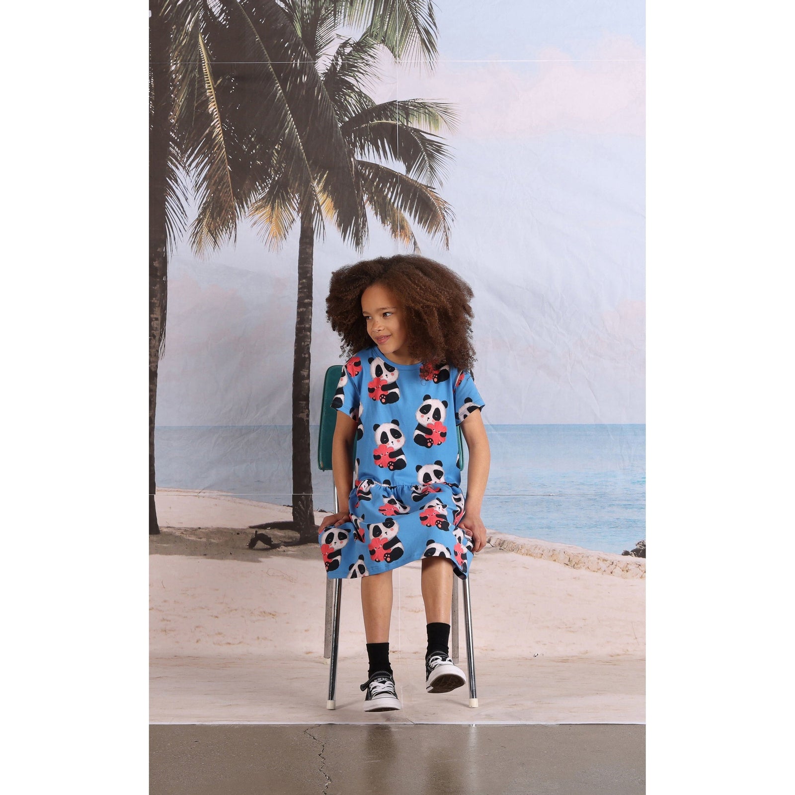 Panda Hug Dress- Bright Blue