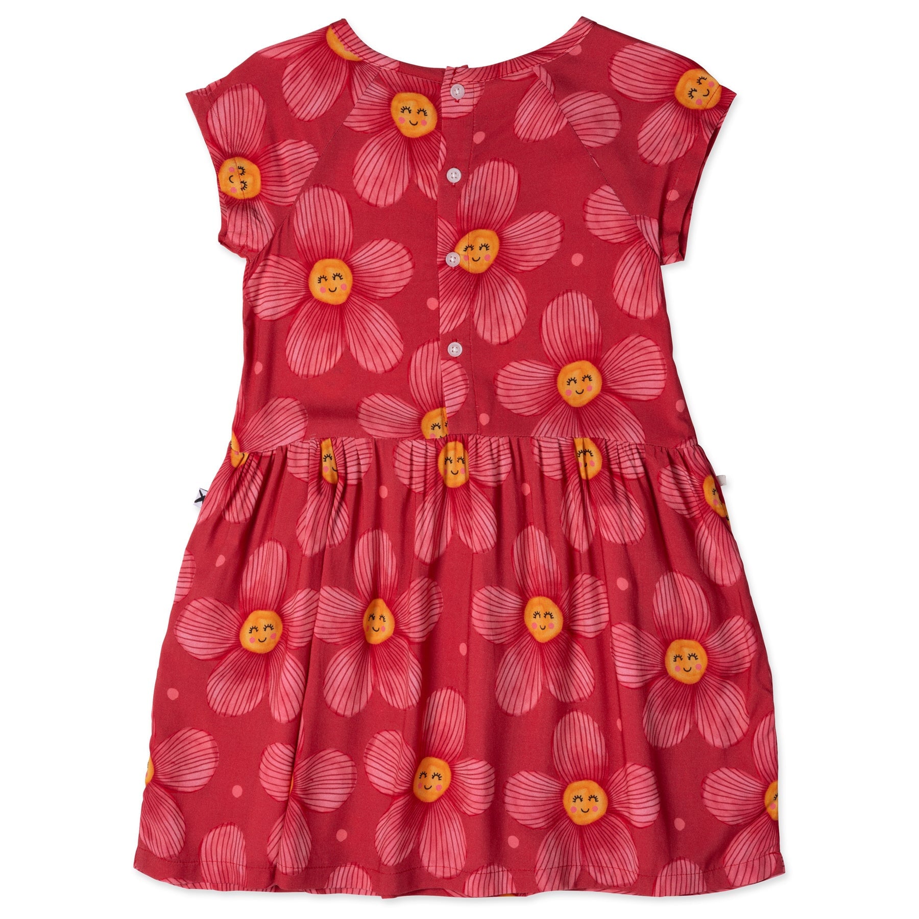 Painted Flower Woven Dress- Cherry