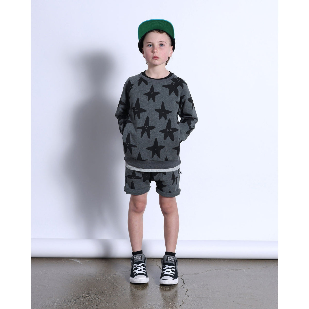 Happy Stars Short- Charcoal Marle