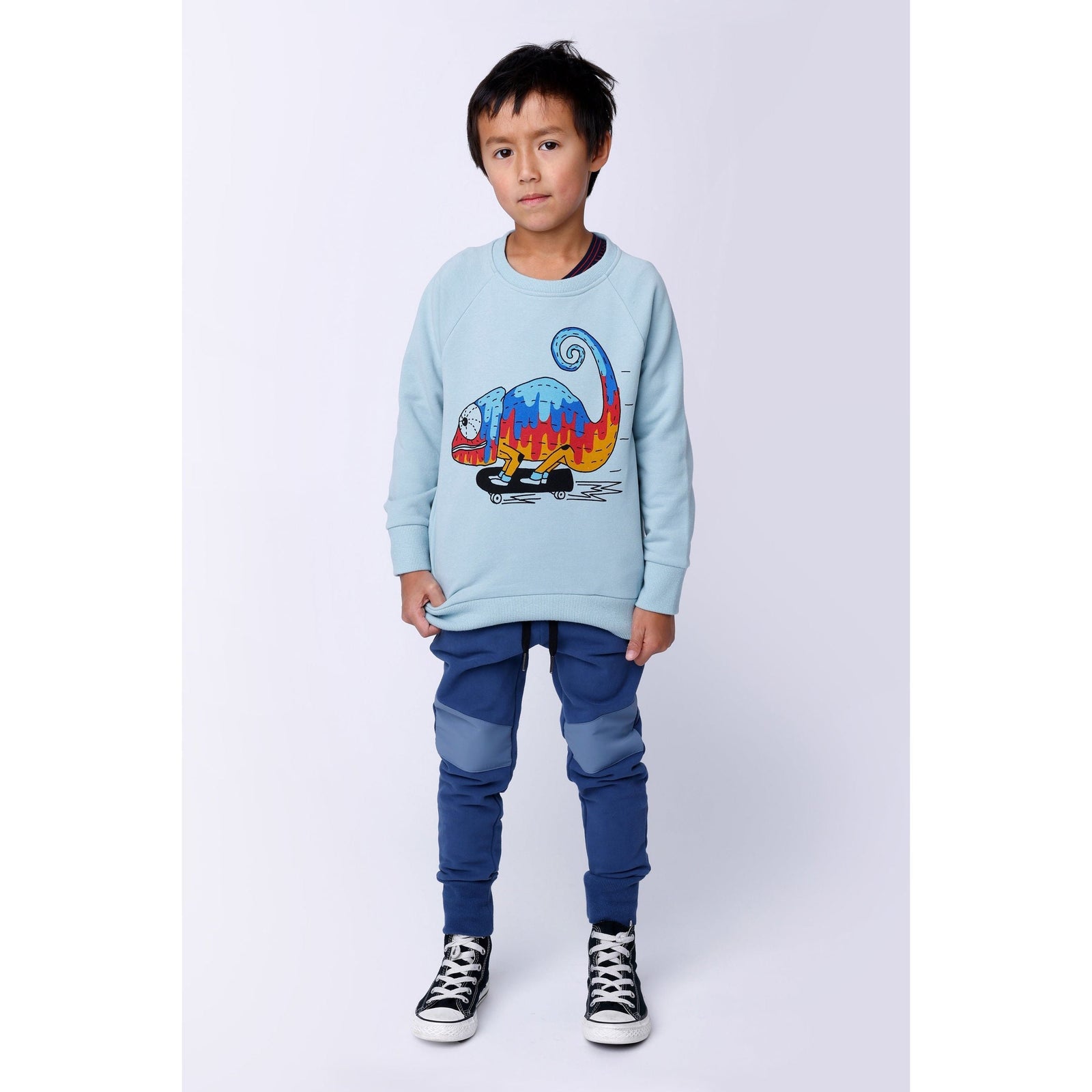 Nylon Patch Furry Trackies - Navy