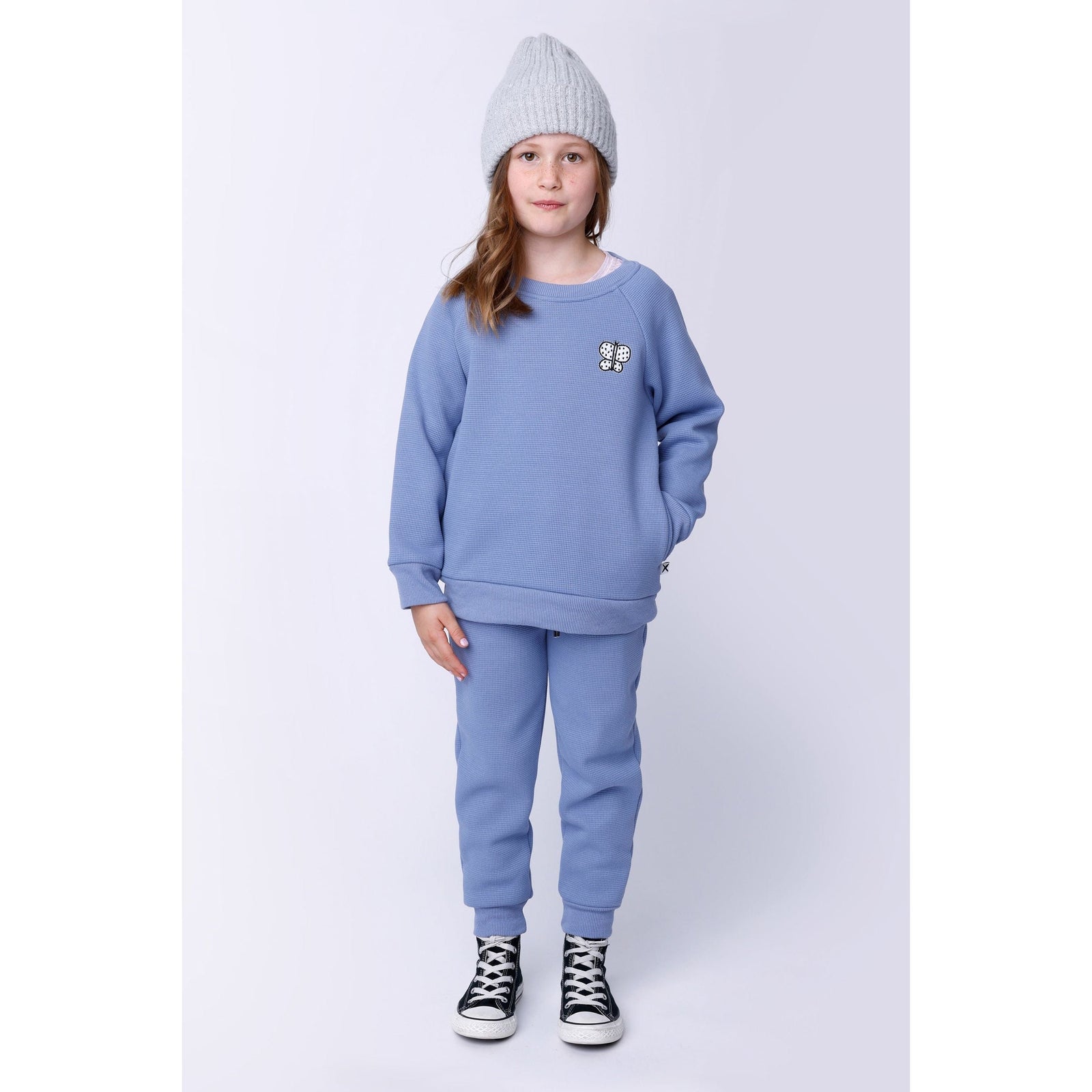 Furry Waffle Trackies - Cornflower