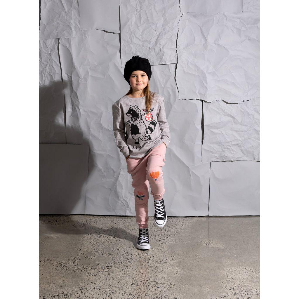 Warm Forest Friends Furry Trackies - Muted Pink