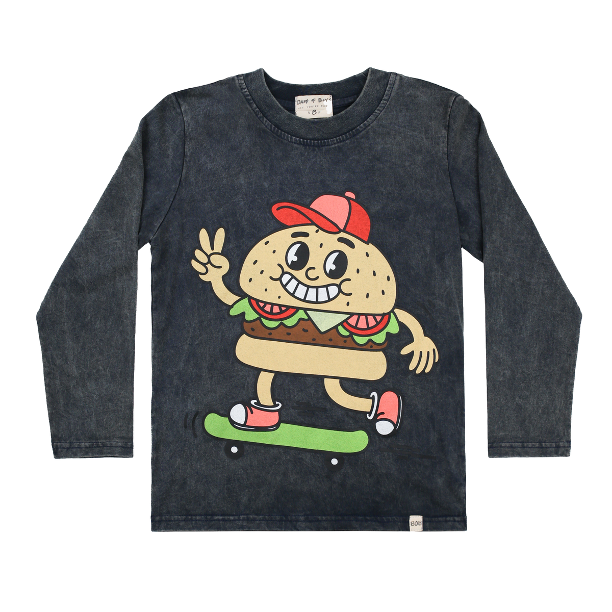 Navy Wash Burger LS Tee