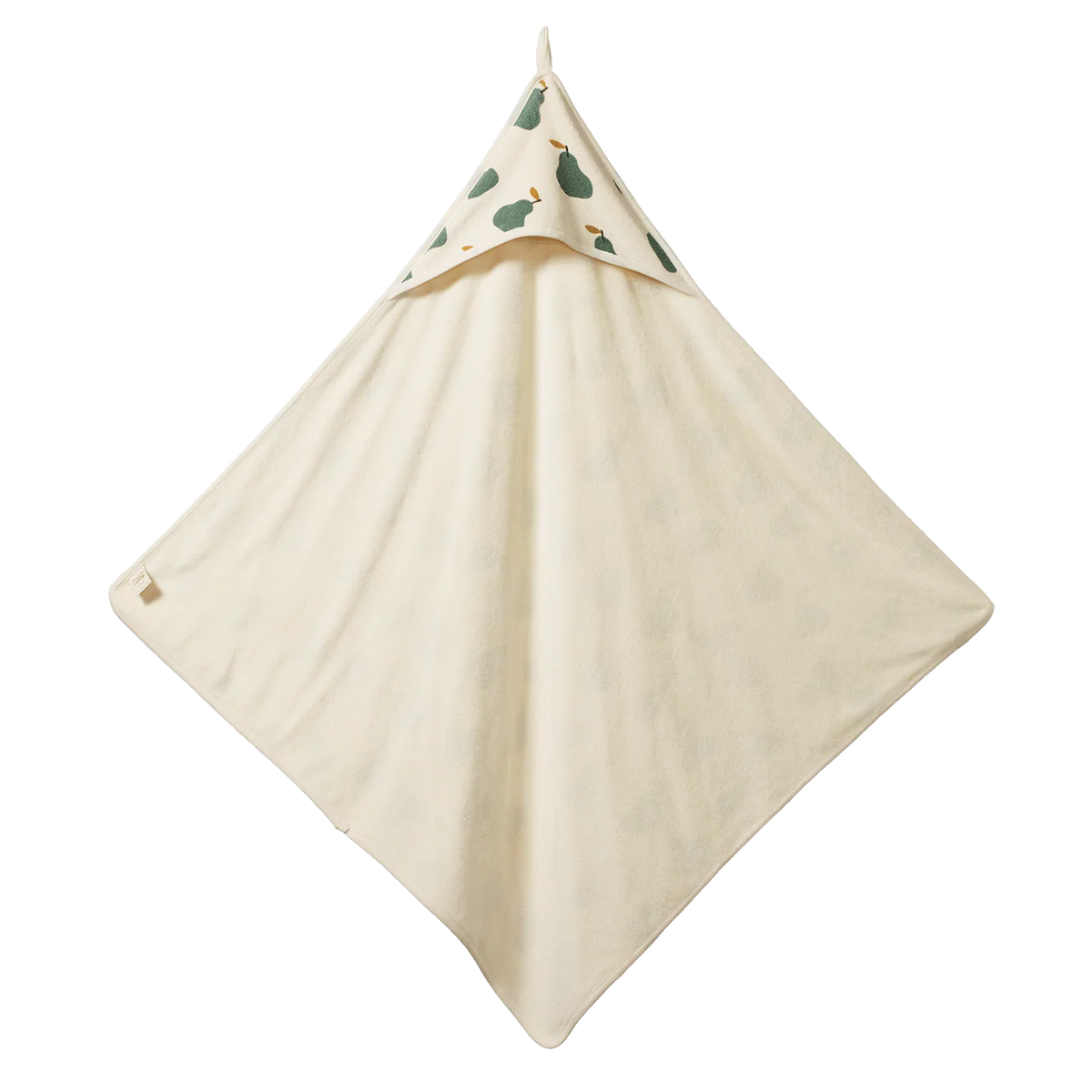 Org Cotton Hooded Towel - Pear Print