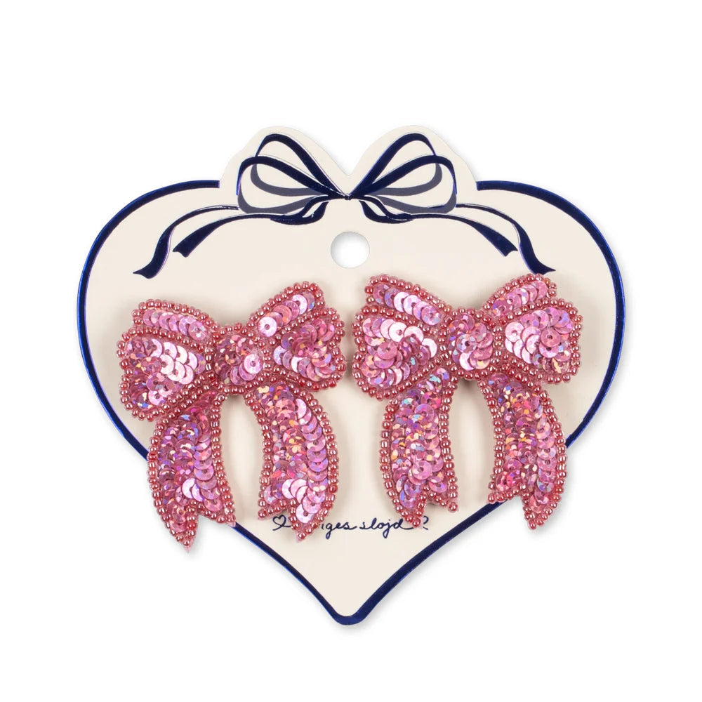 2 Pack Sequin Bow Hair Clip - Rapture Rose