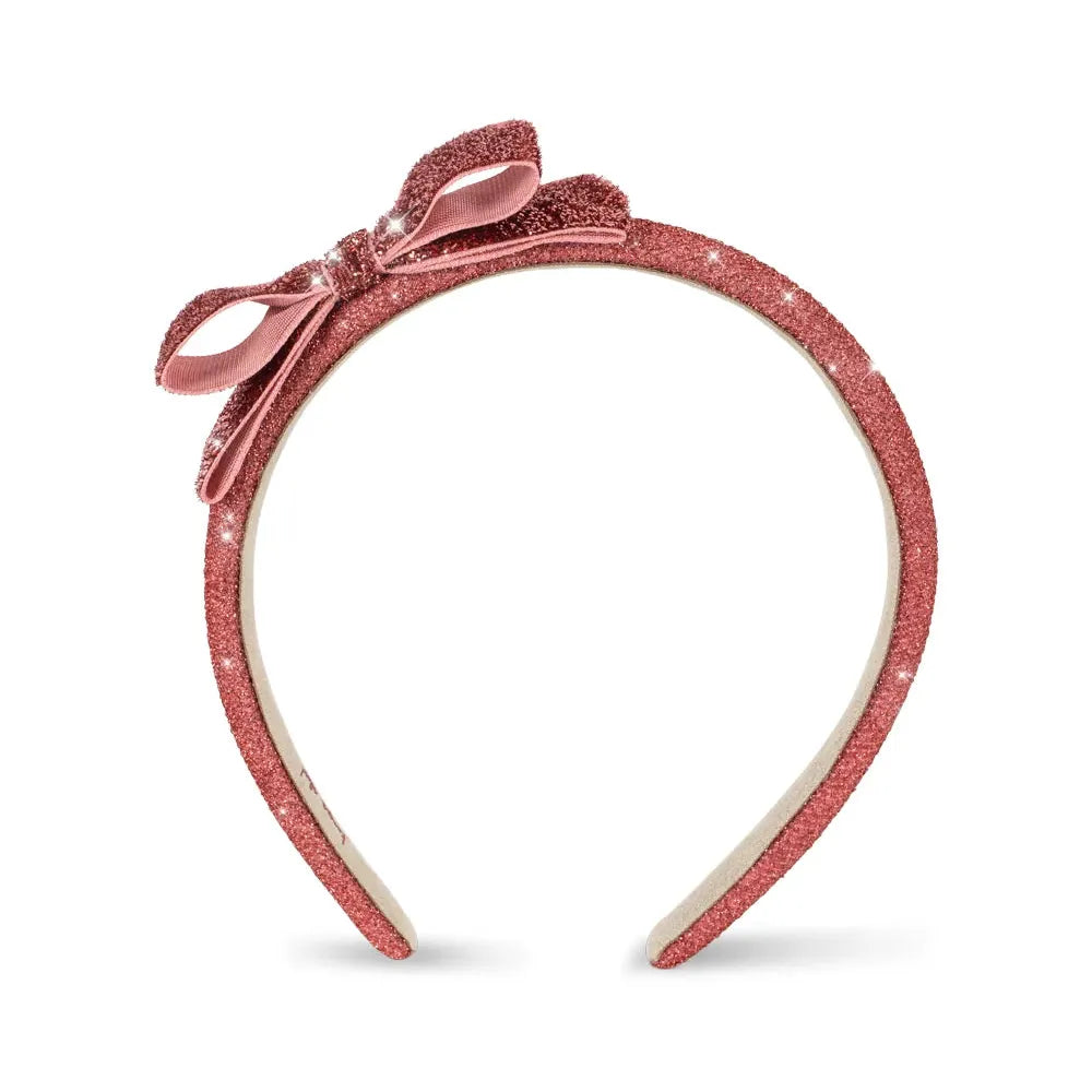 Velvet Bow Hairbrace - Rose Glitter