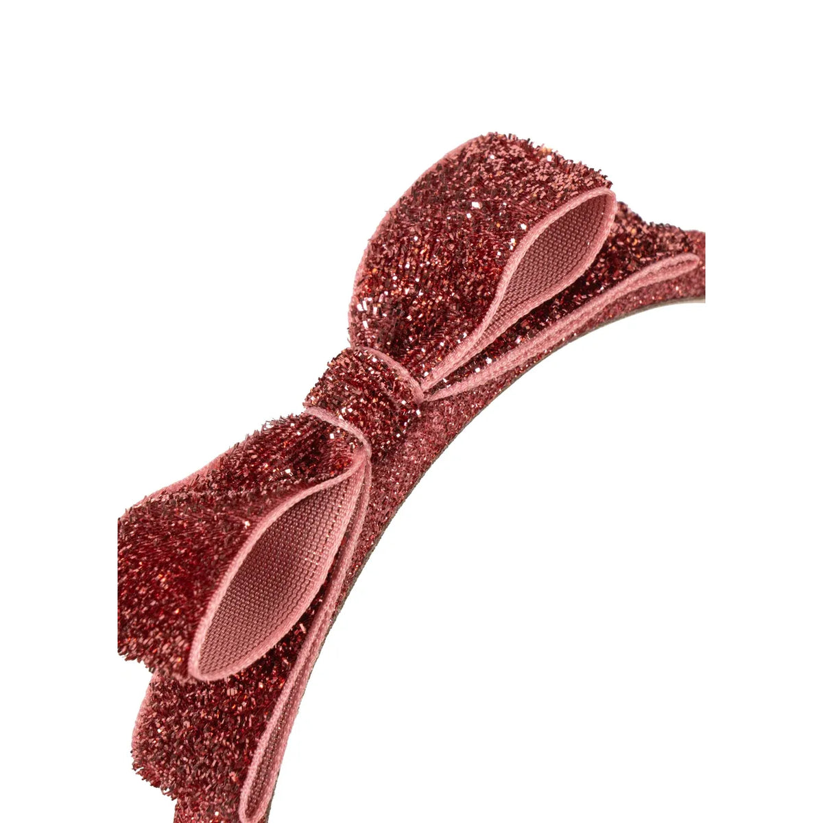 Velvet Bow Hairbrace - Rose Glitter