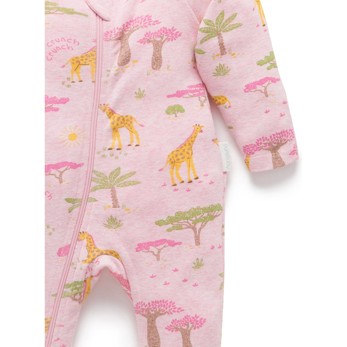Printed Zip Growsuit - Giraffe