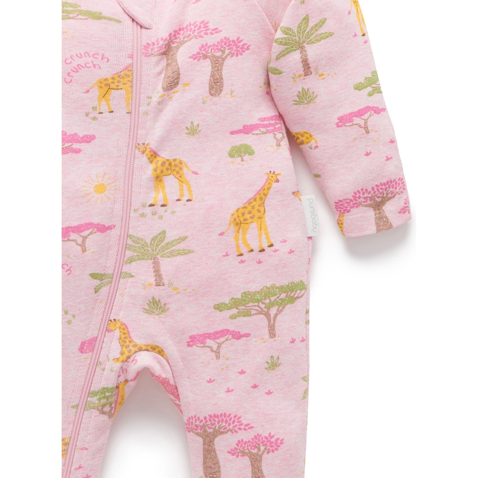 Printed Zip Growsuit - Giraffe