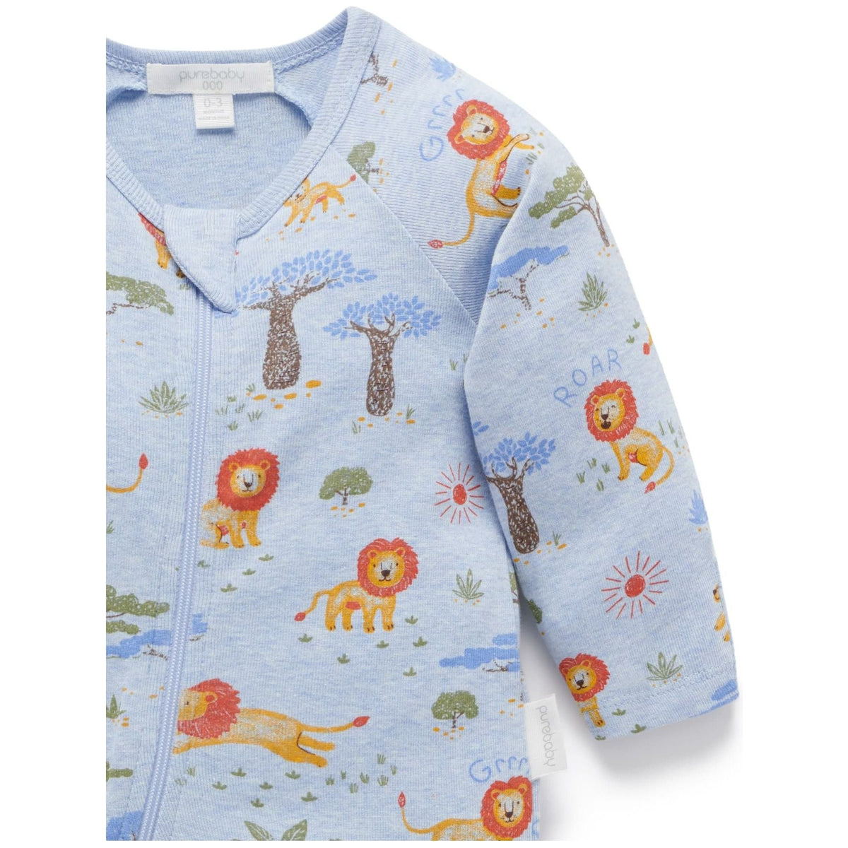 Printed Zip Growsuit - Lion