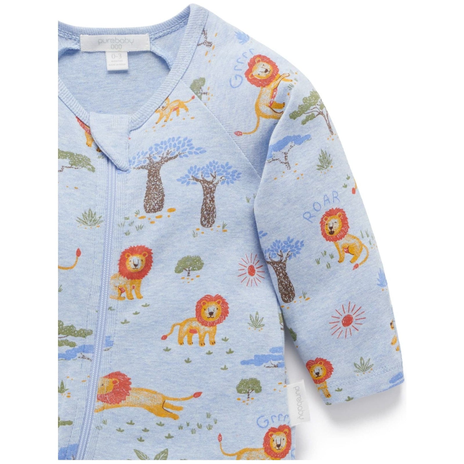 Printed Zip Growsuit - Lion
