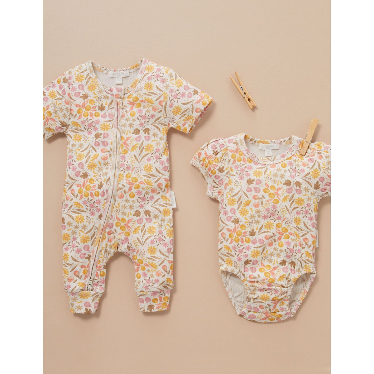 Rib Zip Growsuit - Fruits