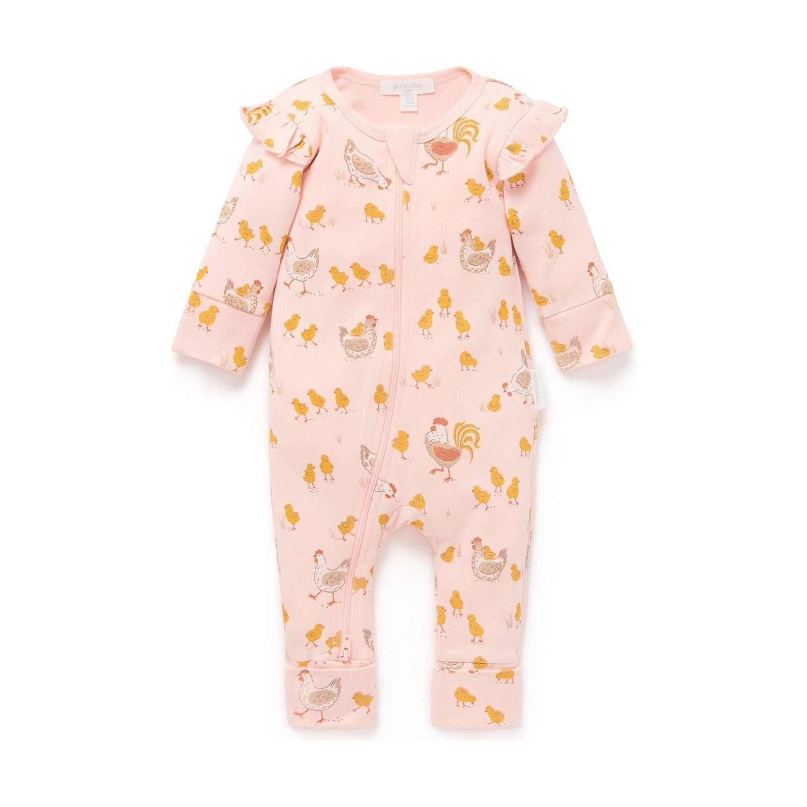 Printed Zip Growsuit - Lotus Chook