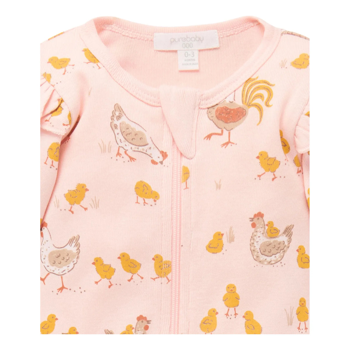 Printed Zip Growsuit - Lotus Chook