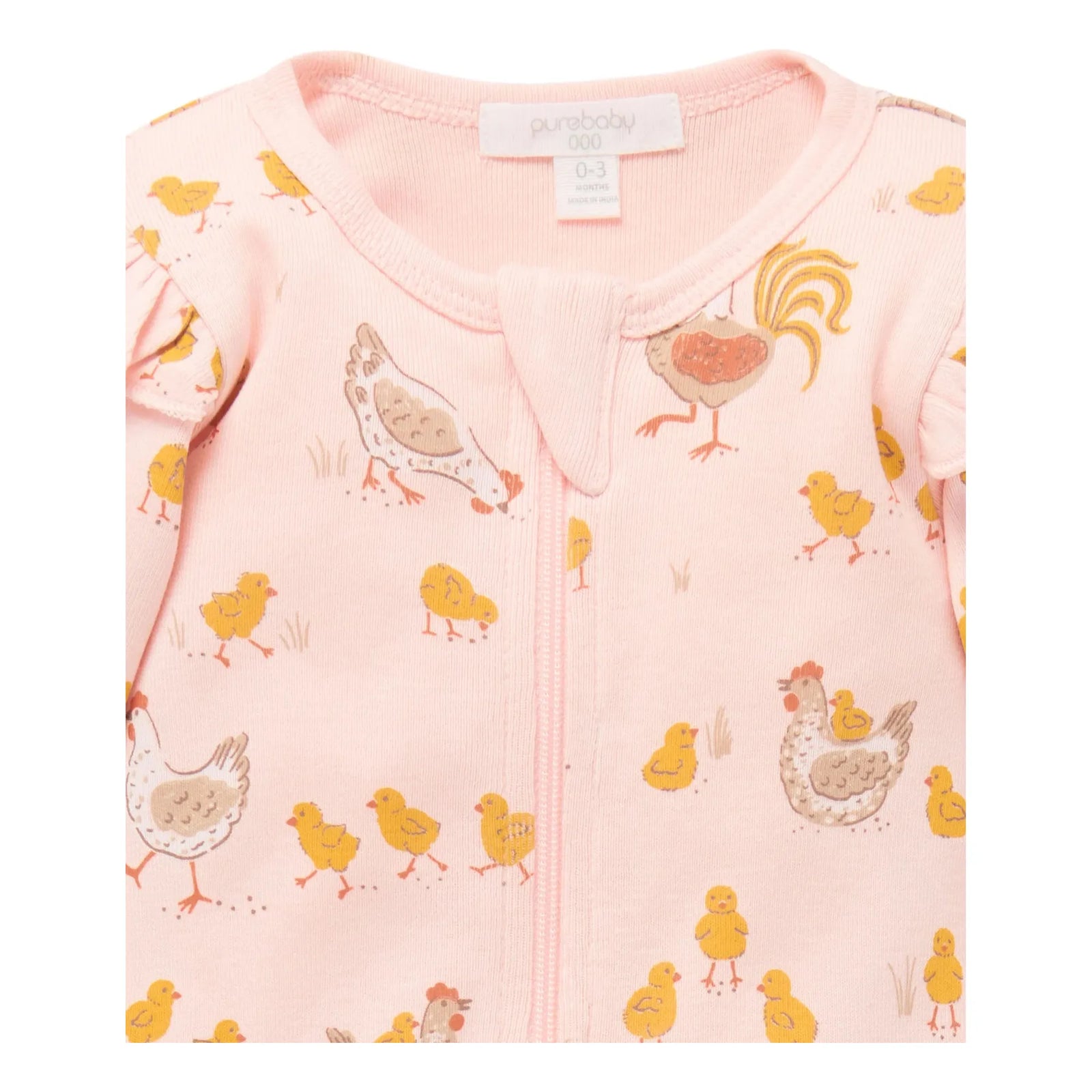 Printed Zip Growsuit - Lotus Chook