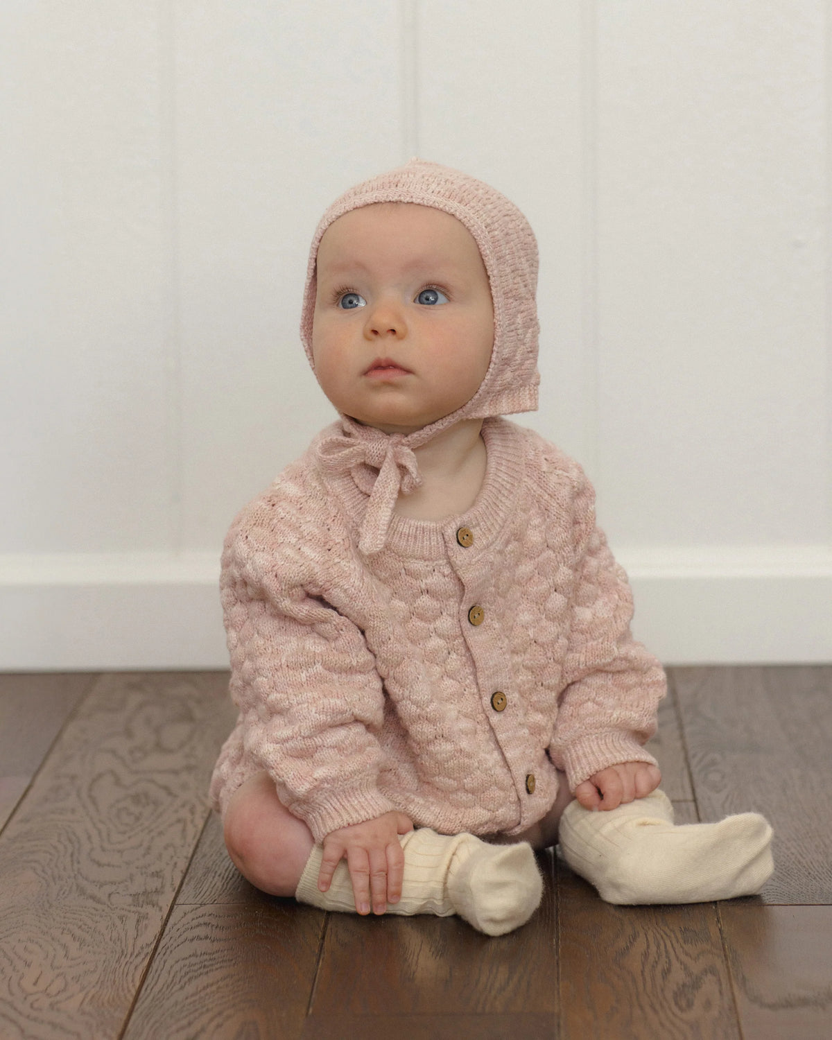 Bubble Knit Cardigan Dusty Rose Speckle