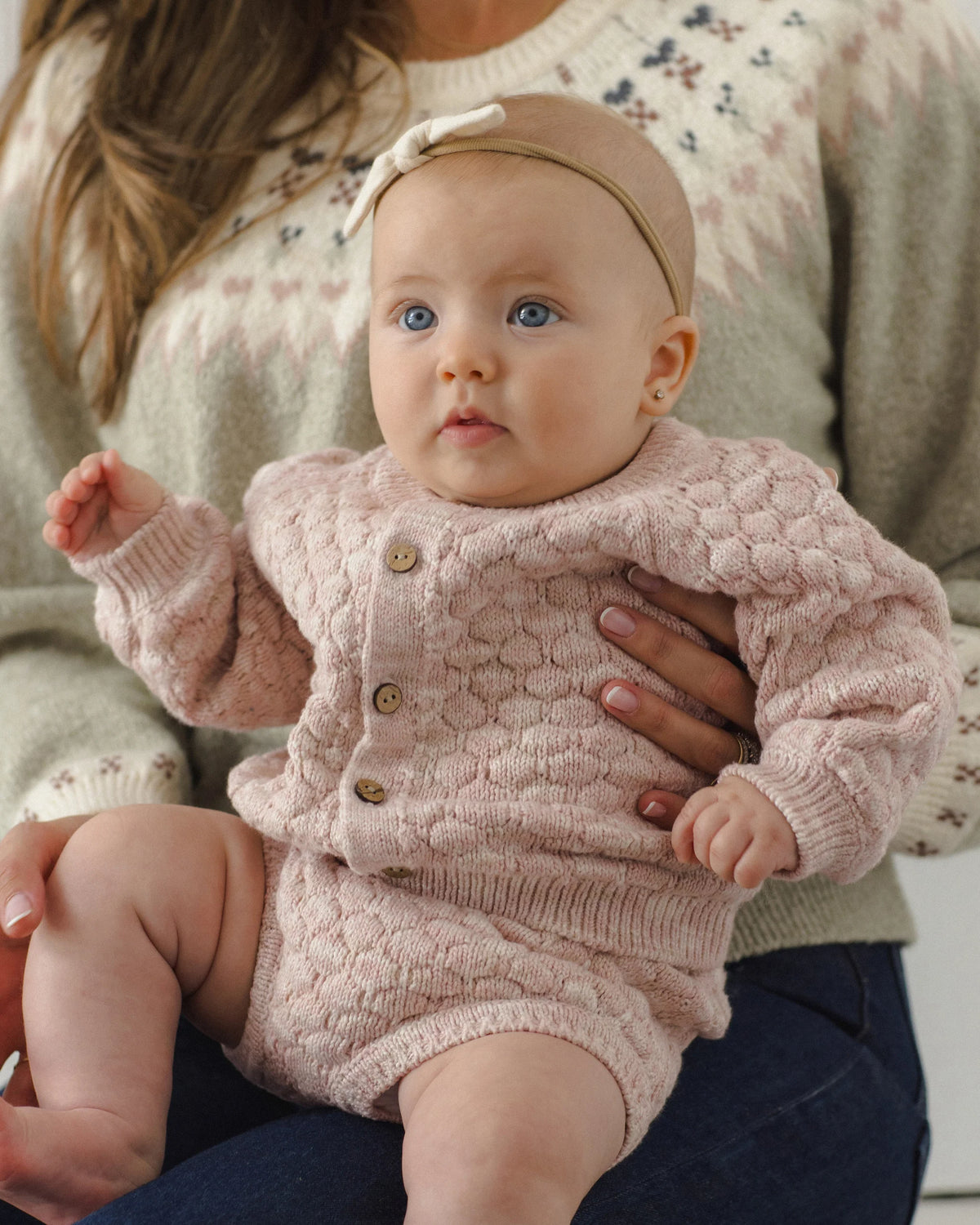 Bubble Knit Cardigan Dusty Rose Speckle
