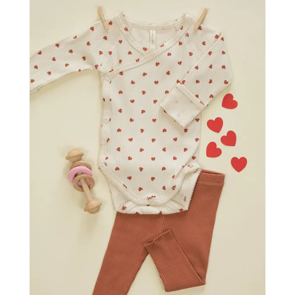 Side Snap Bodysuit Red Hearts
