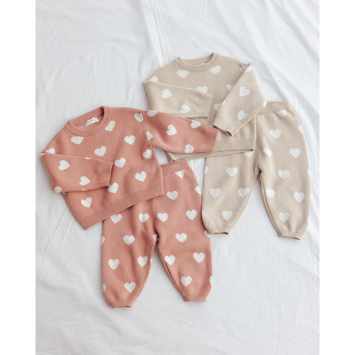 Heart Knit Sweater Pink