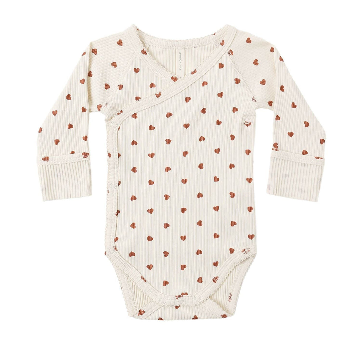 Side Snap Bodysuit Red Hearts