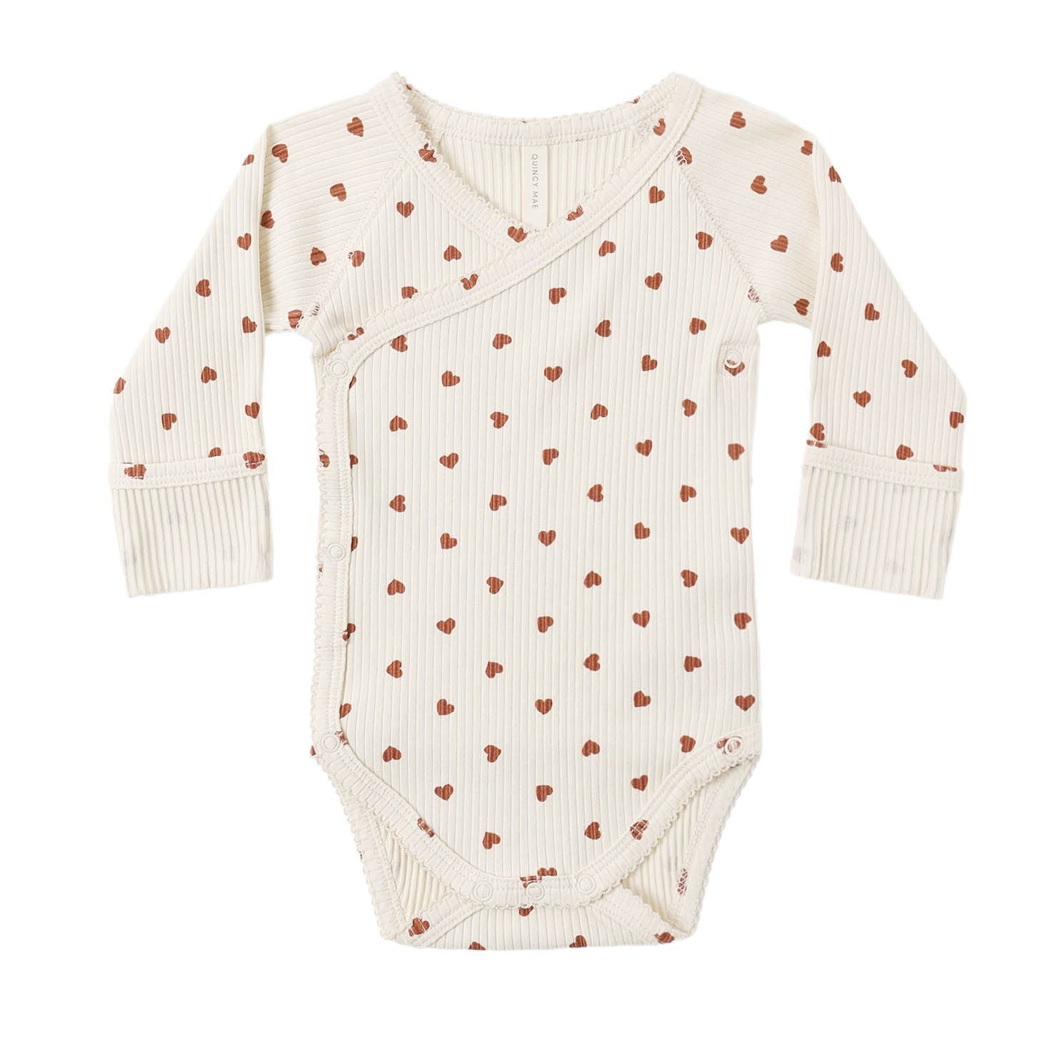 Side Snap Bodysuit Red Hearts
