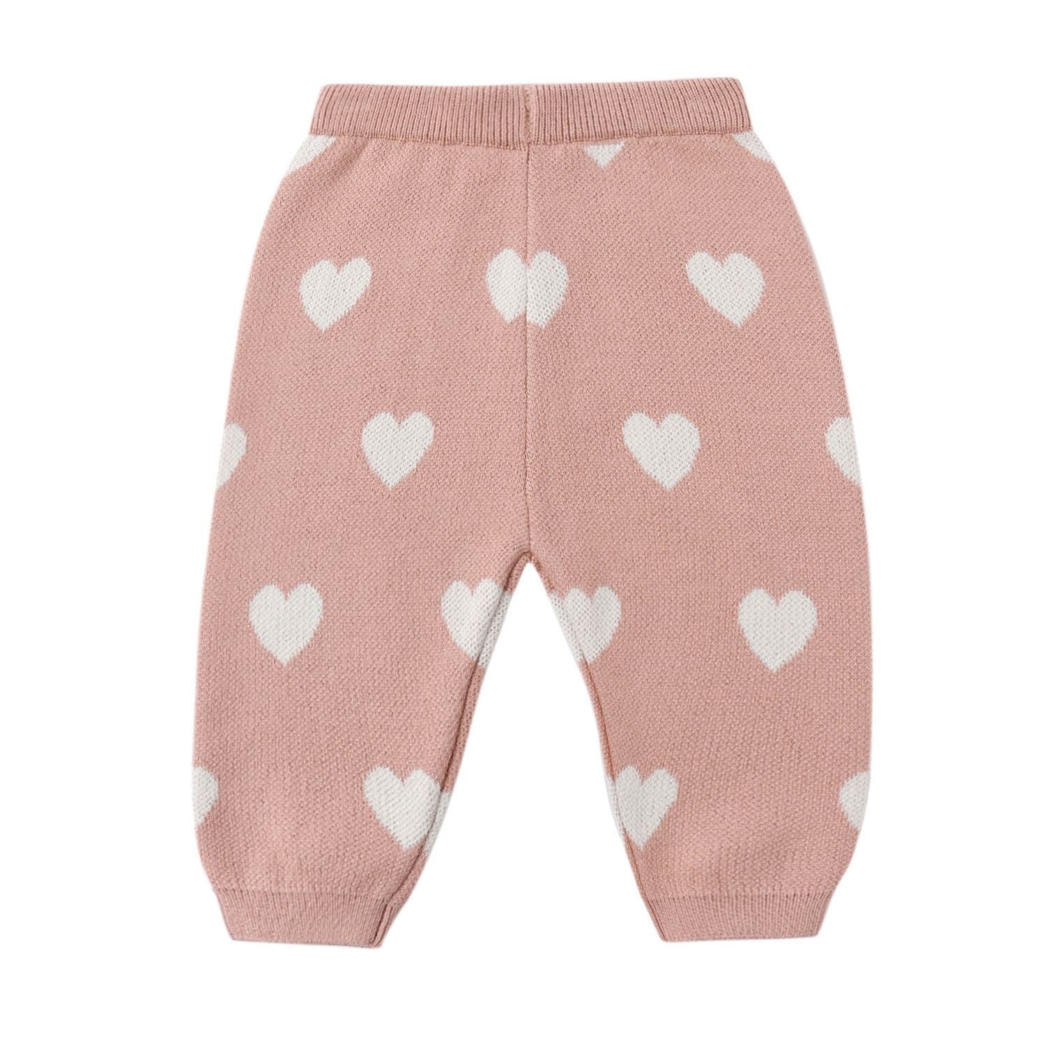 Heart Knit Pants Pink