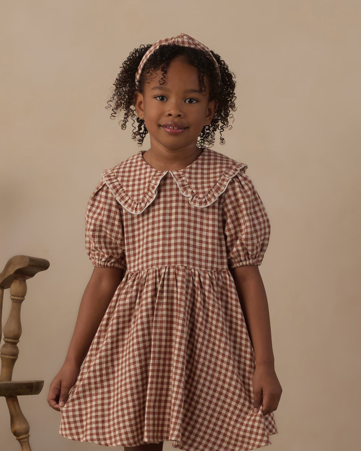 Camille Dress Brick Check