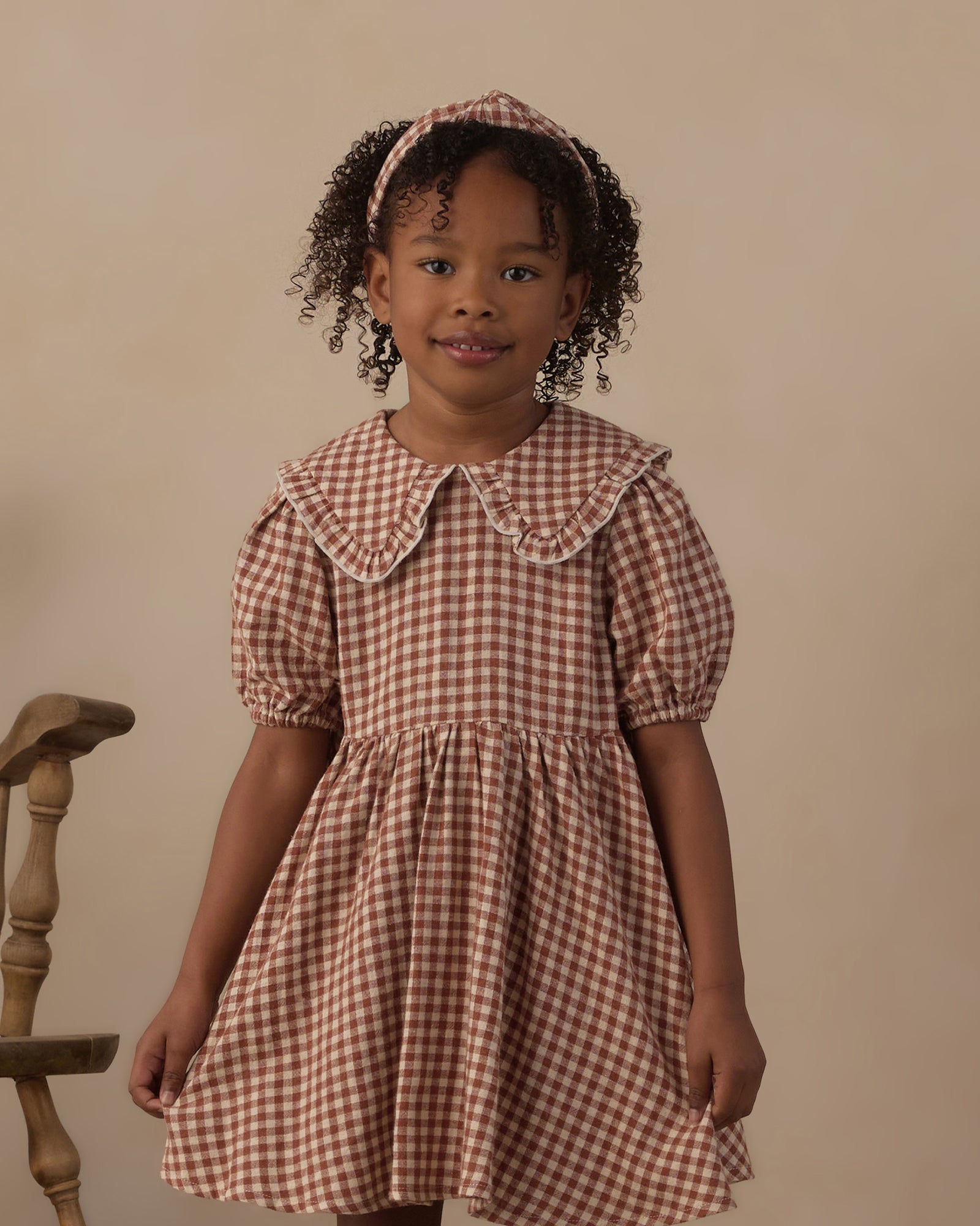 Camille Dress Brick Check