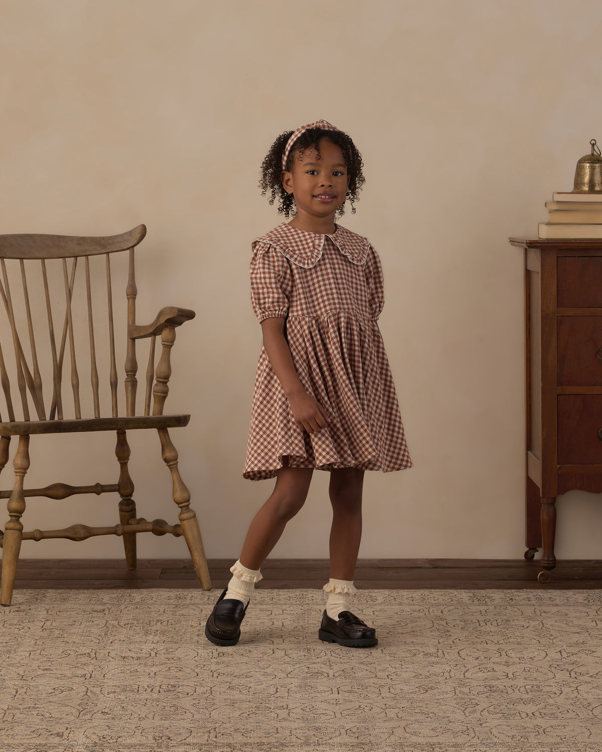 Camille Dress Brick Check